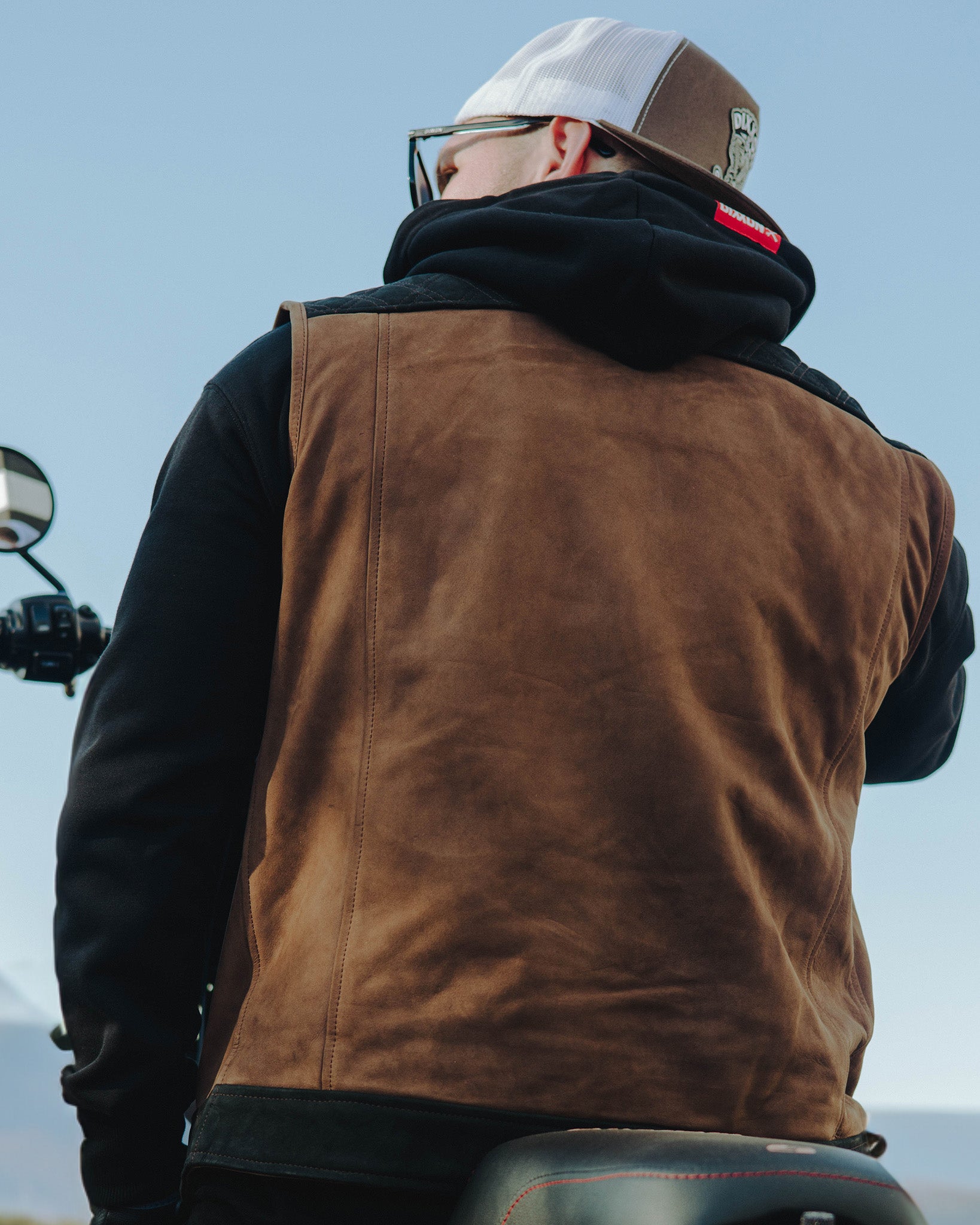 Humboldt Diamond Stitch Suede Leather Vest - Black & Mahogany