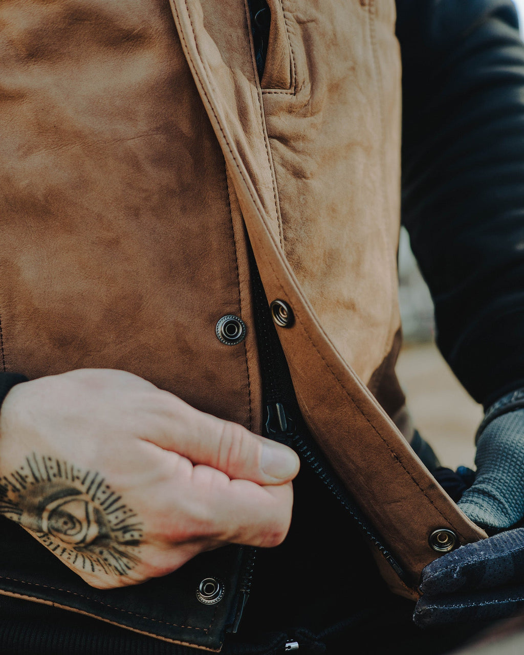 Humboldt Diamond Stitch Suede Leather Vest - Black & Mahogany
