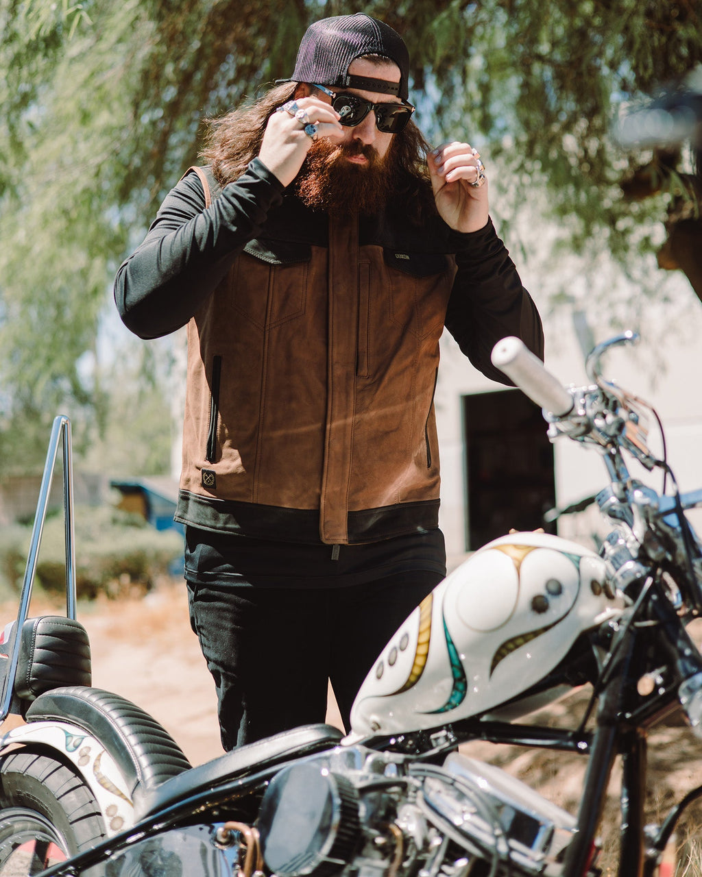 Humboldt Diamond Stitch Suede Leather Vest - Black & Mahogany