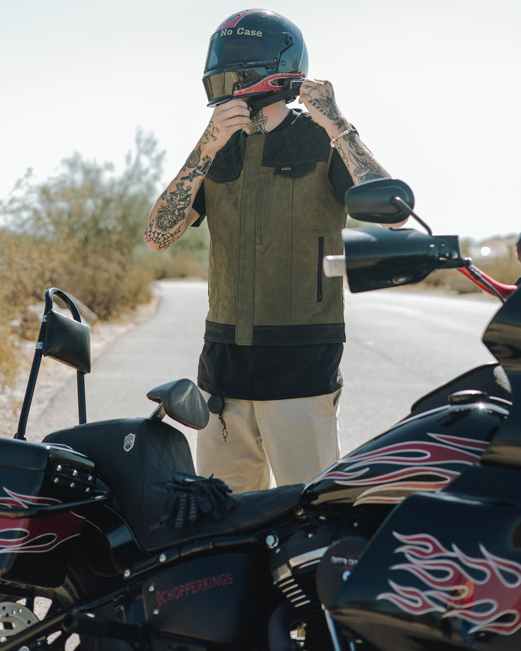 Humboldt Diamond Stitch Suede Leather Vest - Black & Olive Green