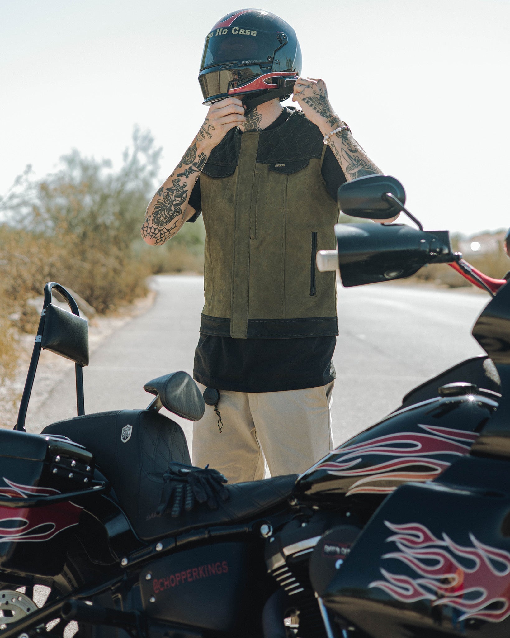 Humboldt Diamond Stitch Suede Leather Vest - Black & Olive Green