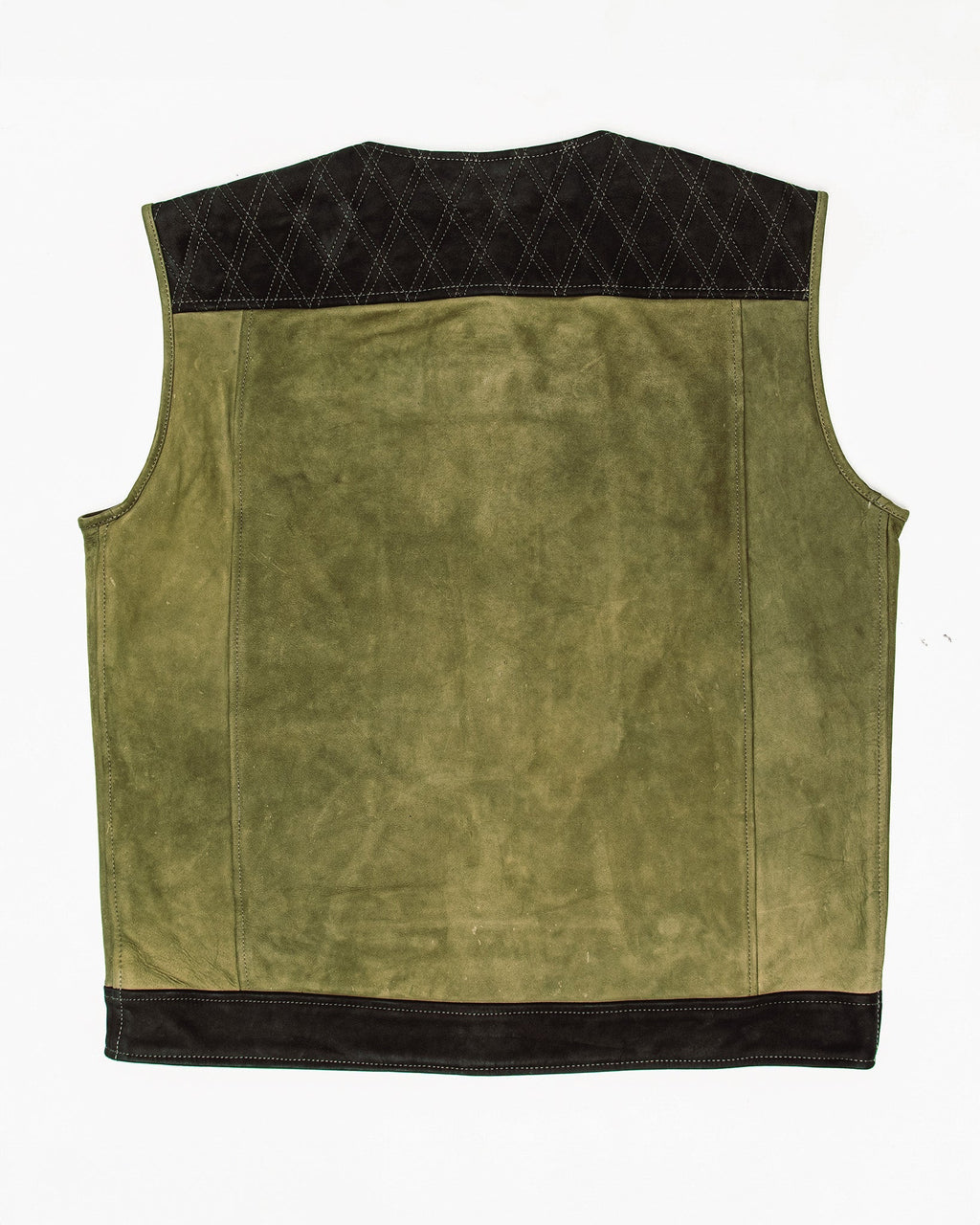 Humboldt Diamond Stitch Suede Leather Vest - Black & Olive Green