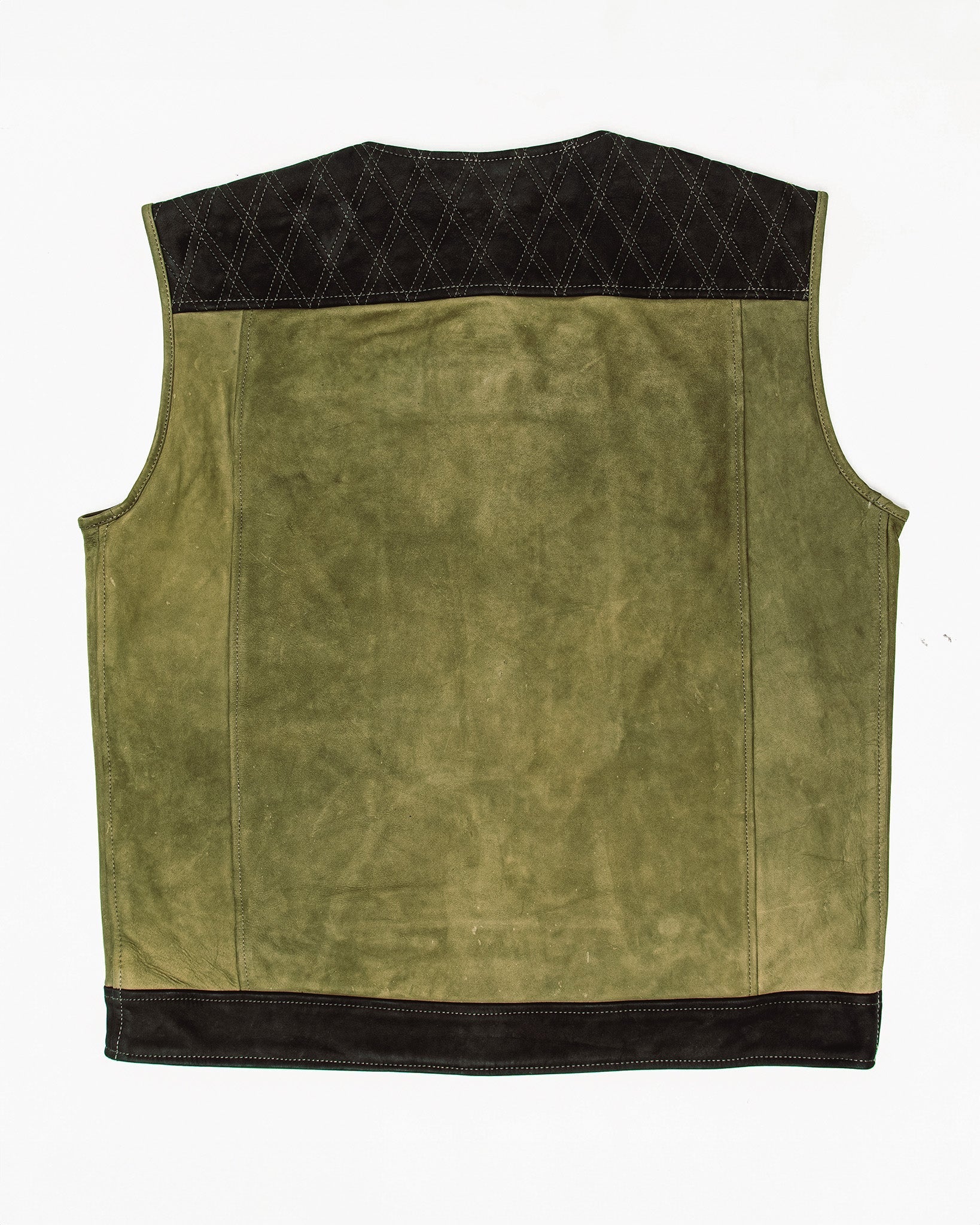 Humboldt Diamond Stitch Suede Leather Vest - Black & Olive Green