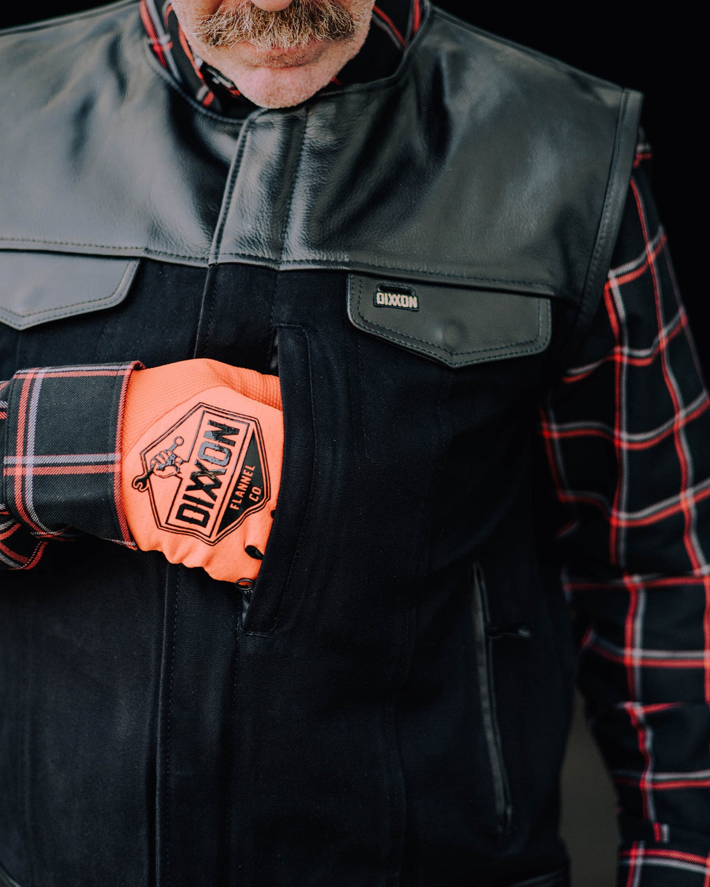 Jackson Leather & Canvas Vest - Black