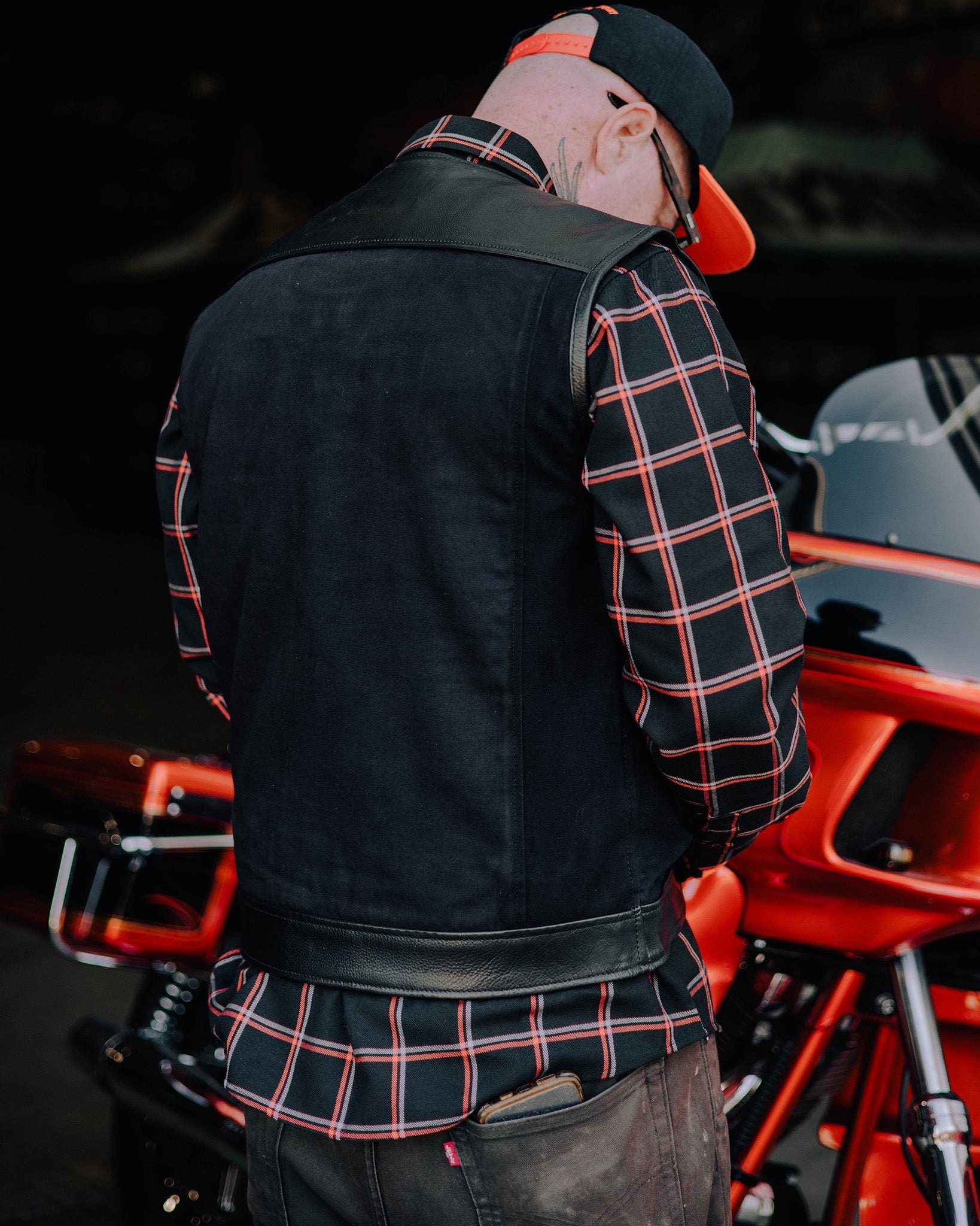 Jackson Leather & Canvas Vest - Black