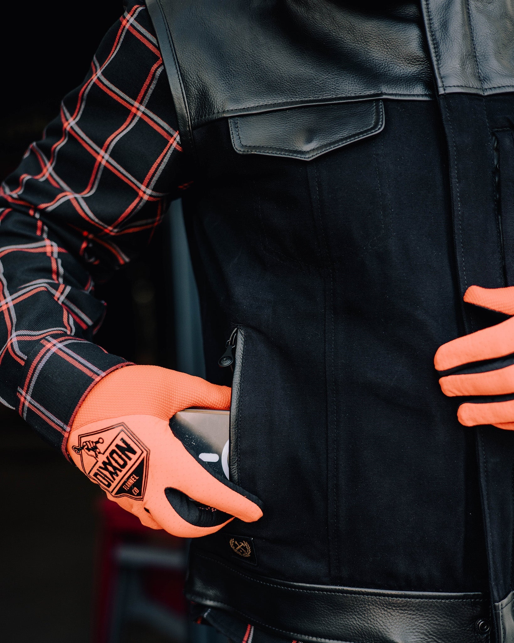 Jackson Leather & Canvas Vest - Black