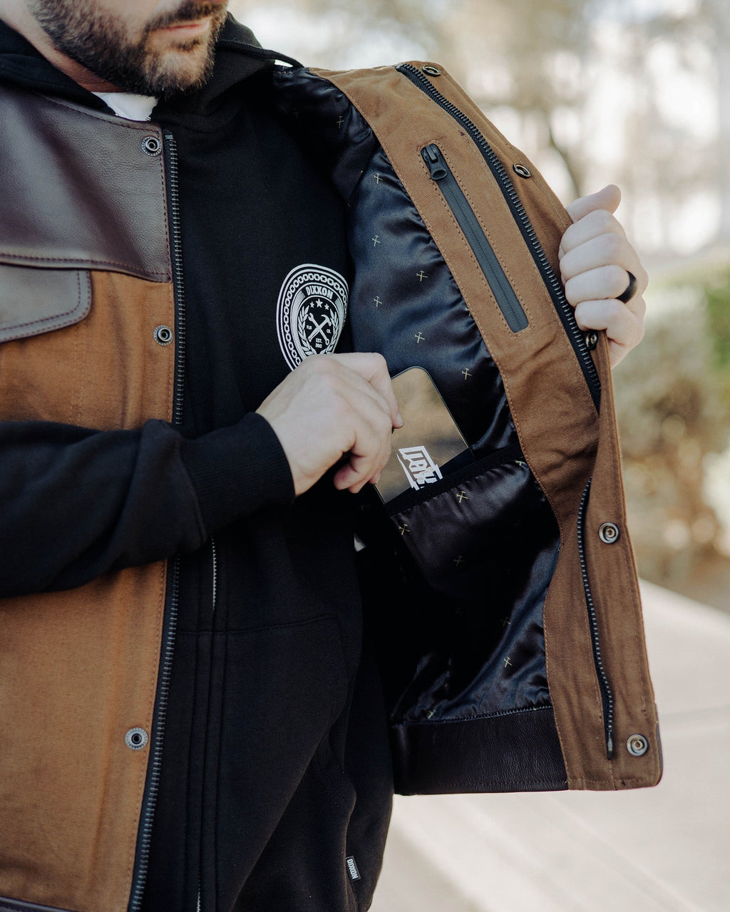 Jackson Leather & Canvas Vest - Brown