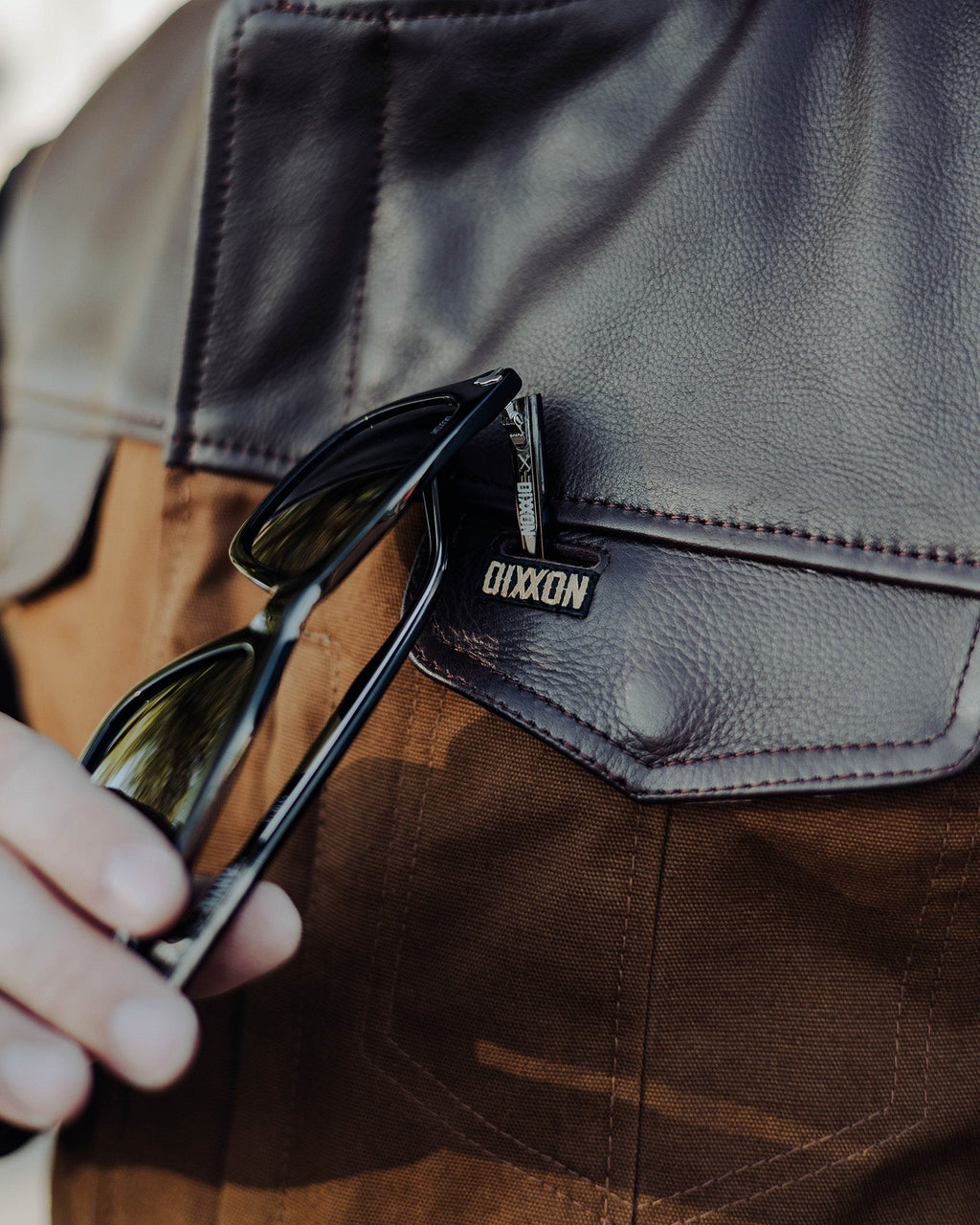 Jackson Leather & Canvas Vest - Brown