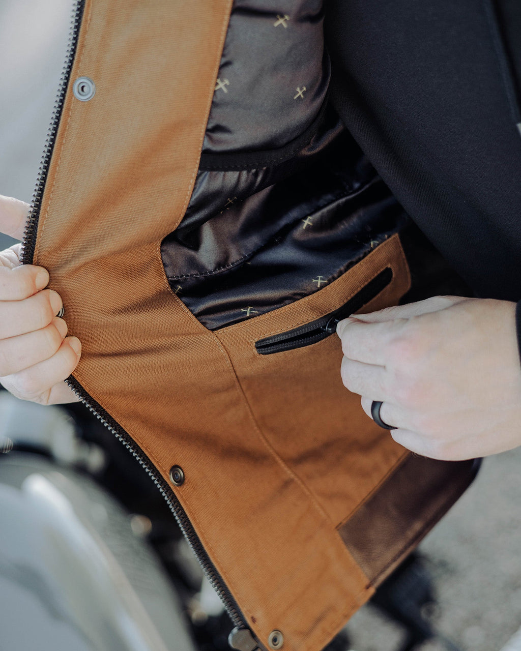 Jackson Leather & Canvas Vest - Brown