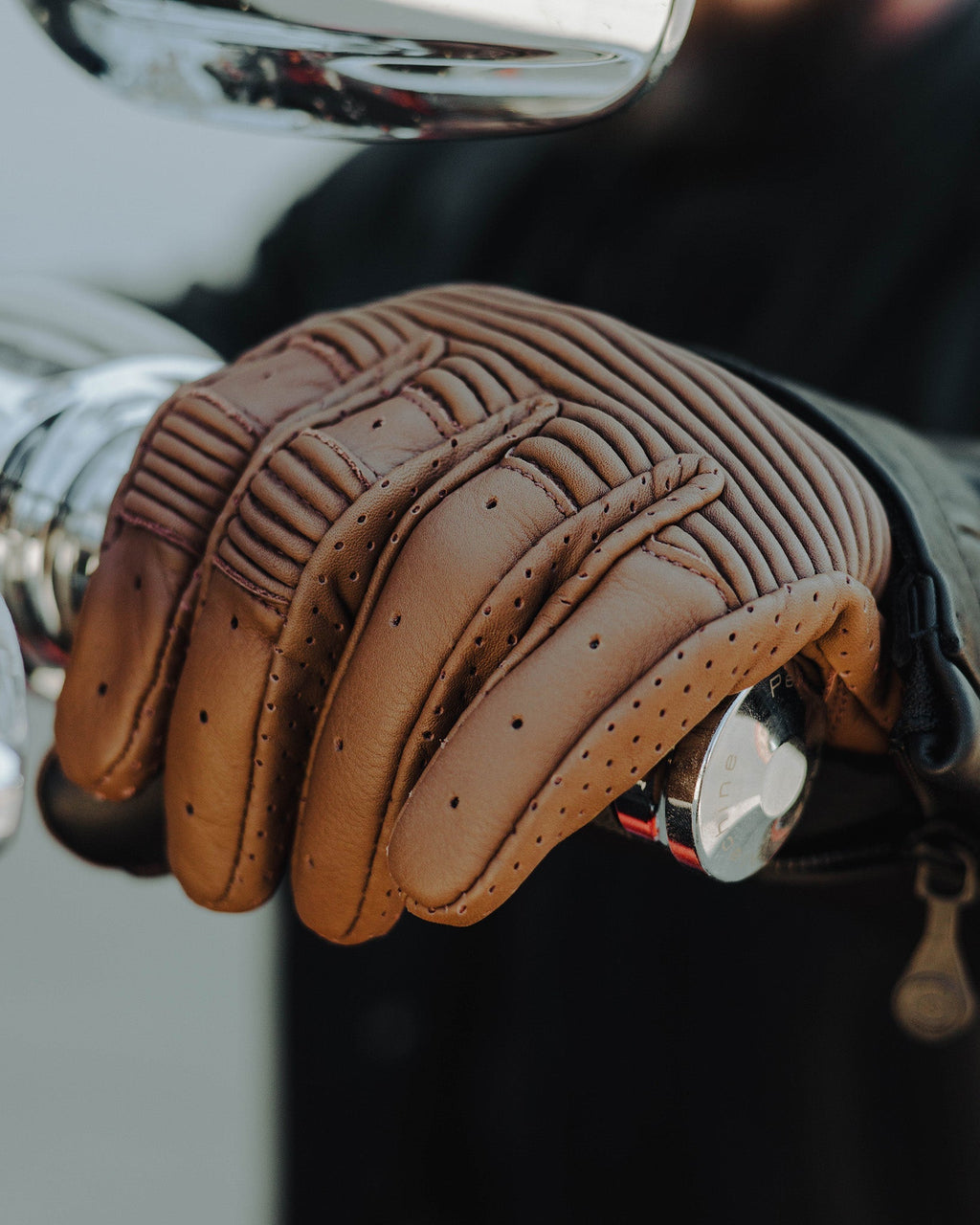Jasper Leather Moto Gloves - Brown
