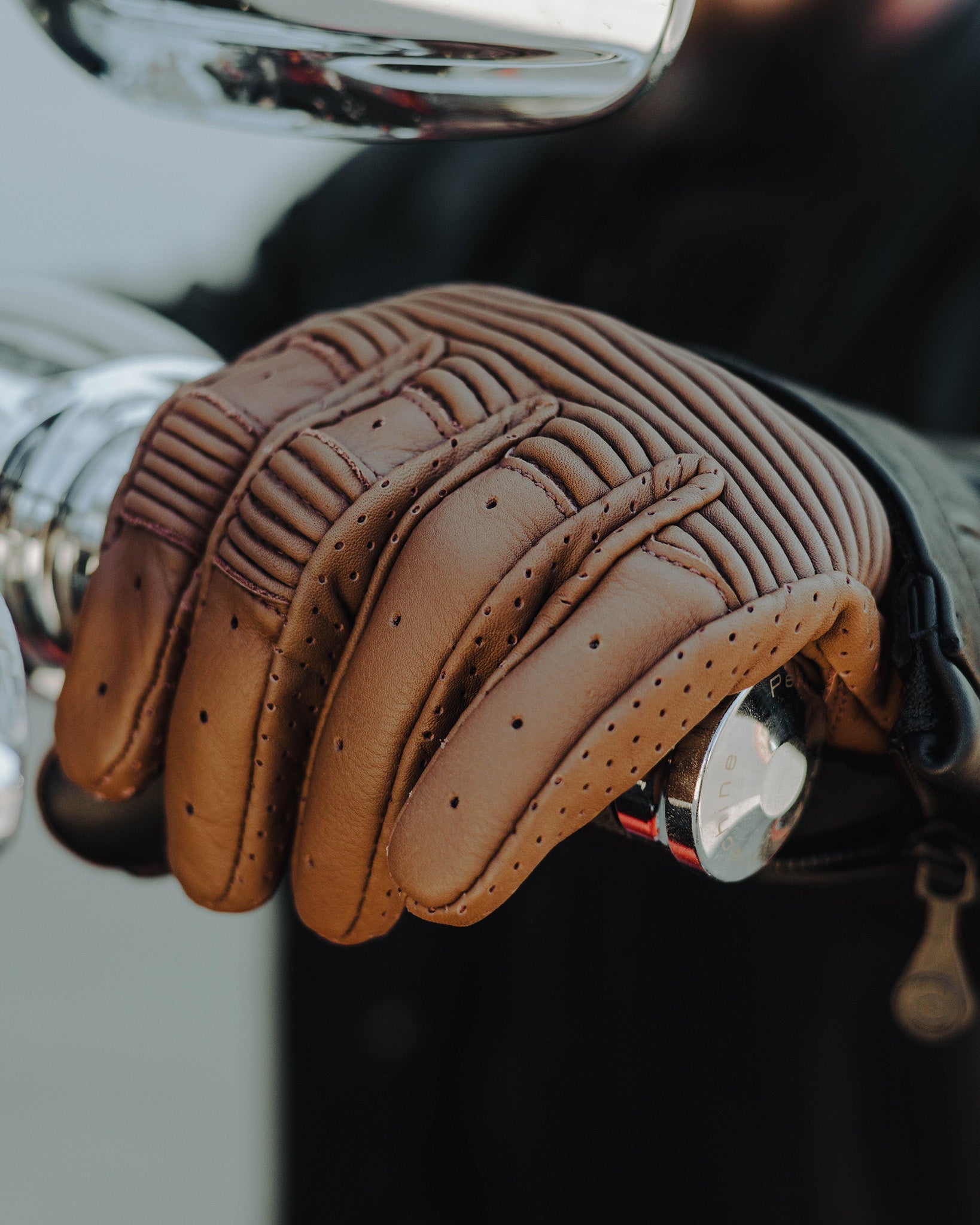 Jasper Leather Moto Gloves - Brown