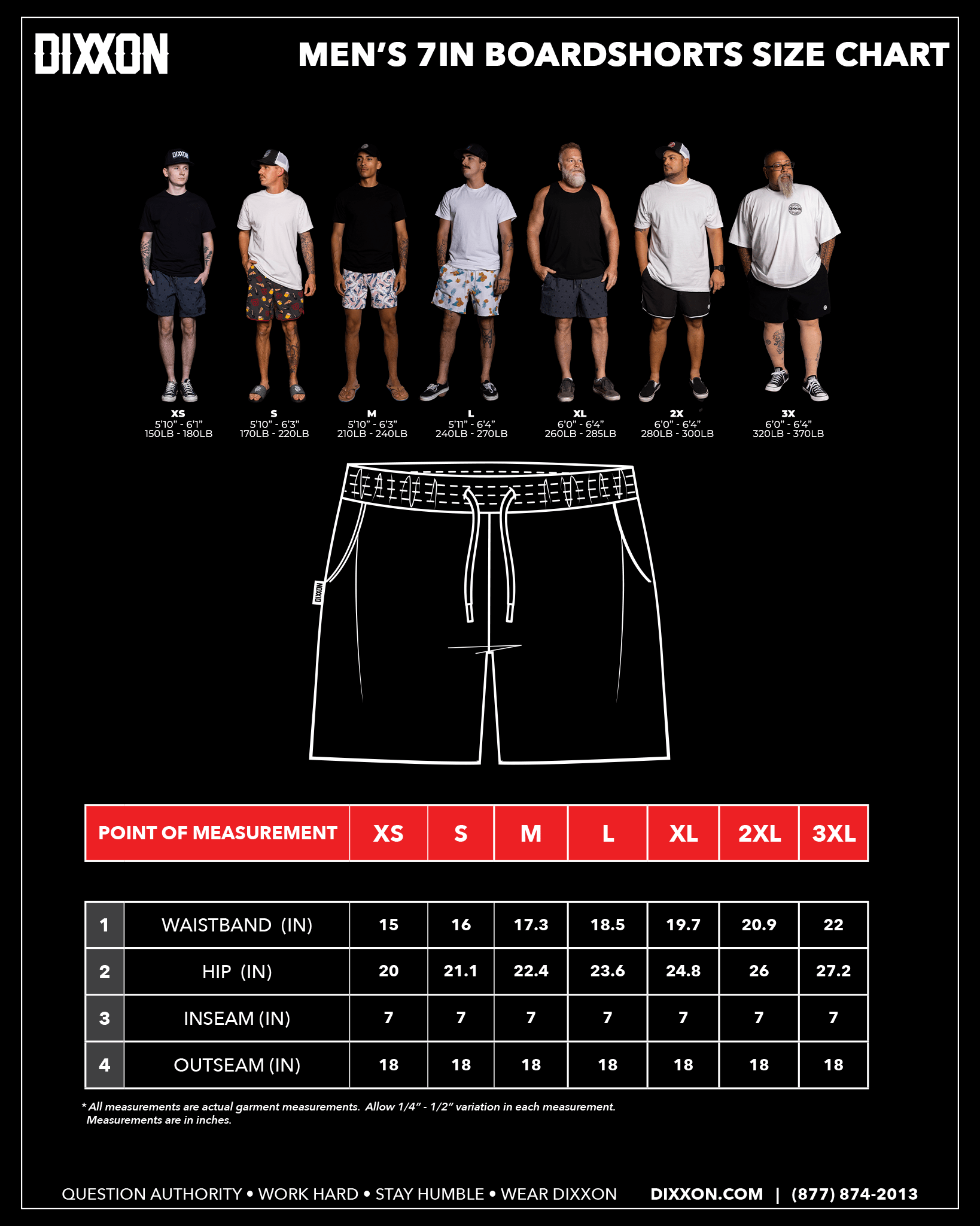 Black 7" Boardshorts