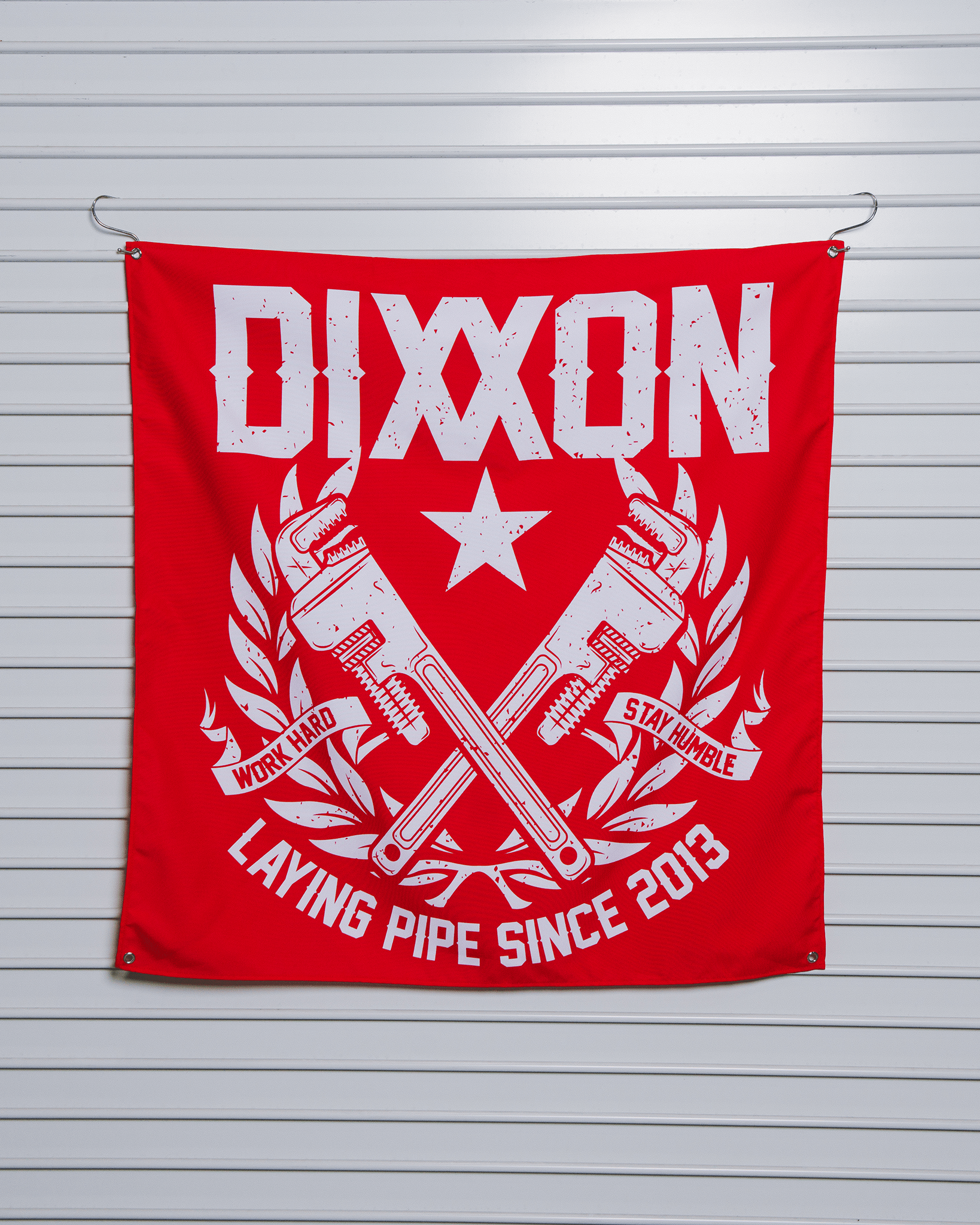 Laying Pipe Garage Banner - 36" x 36"