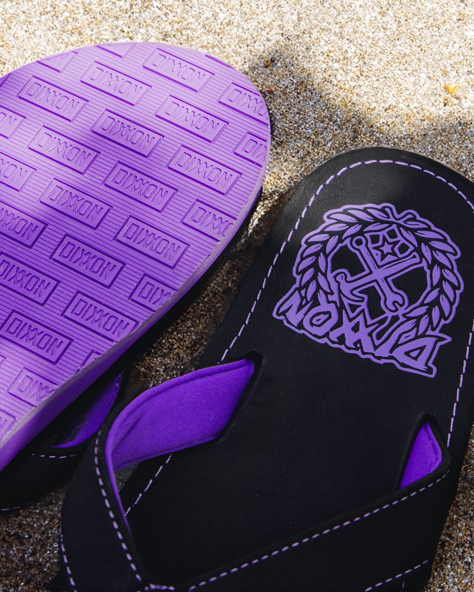Leather Sandals -  Black & Purple