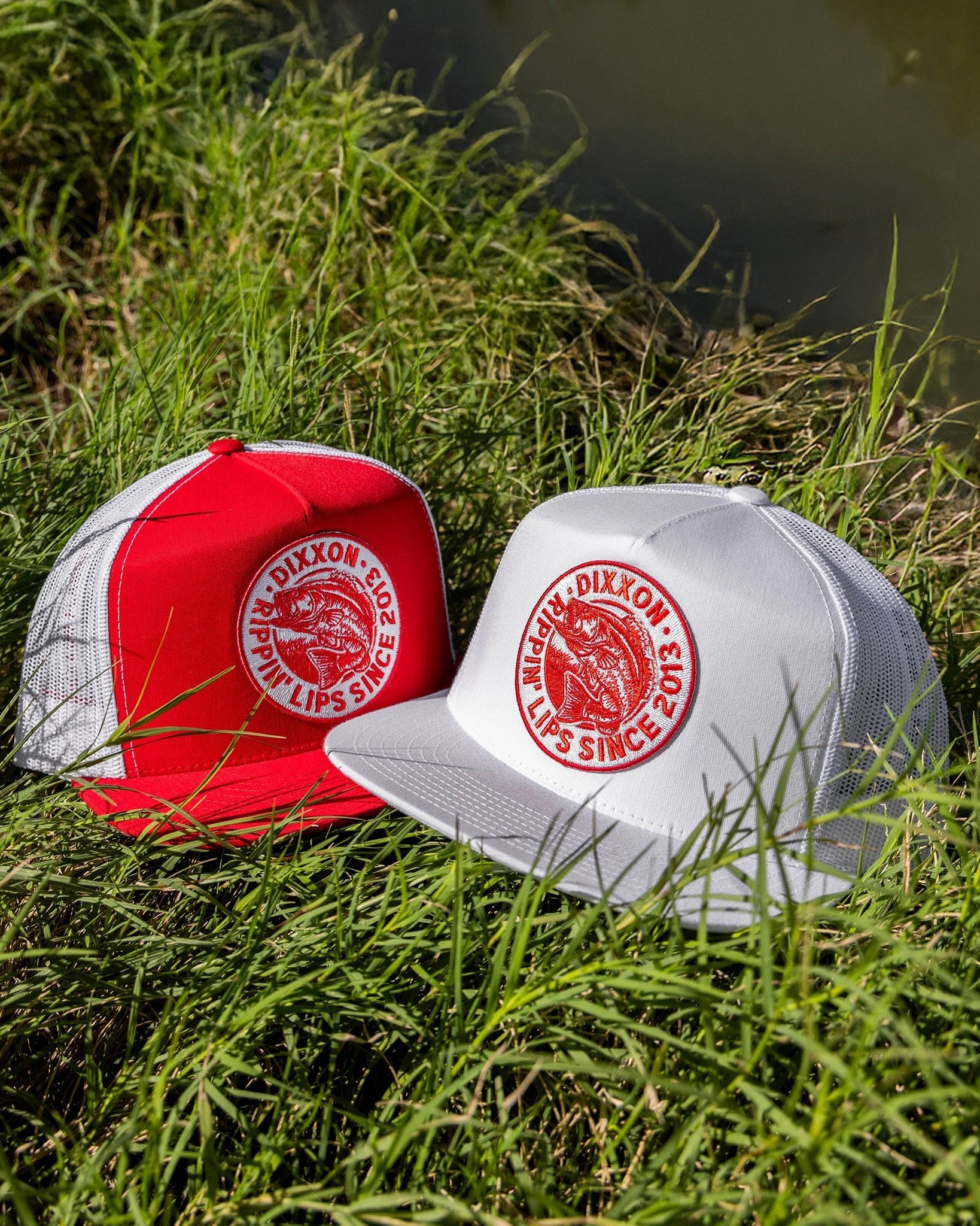Lip Ripper Flat Bill Trucker Snapback - Red & White