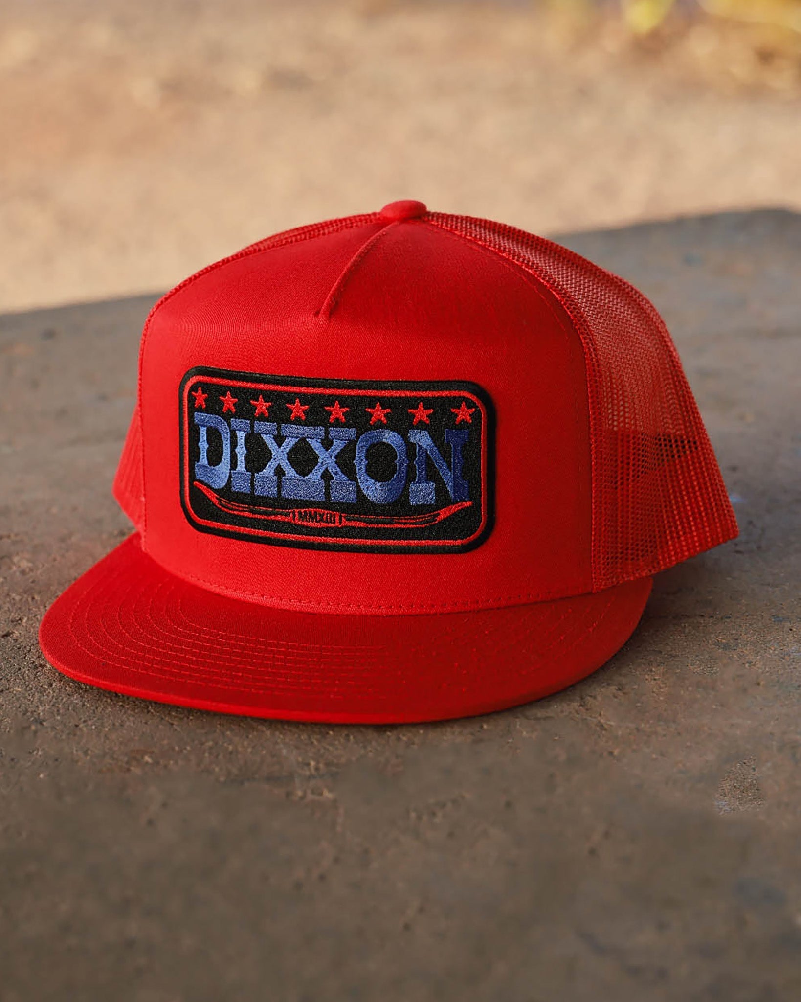Longhorn Flat Bill Trucker Snapback - Red, Black, & Blue