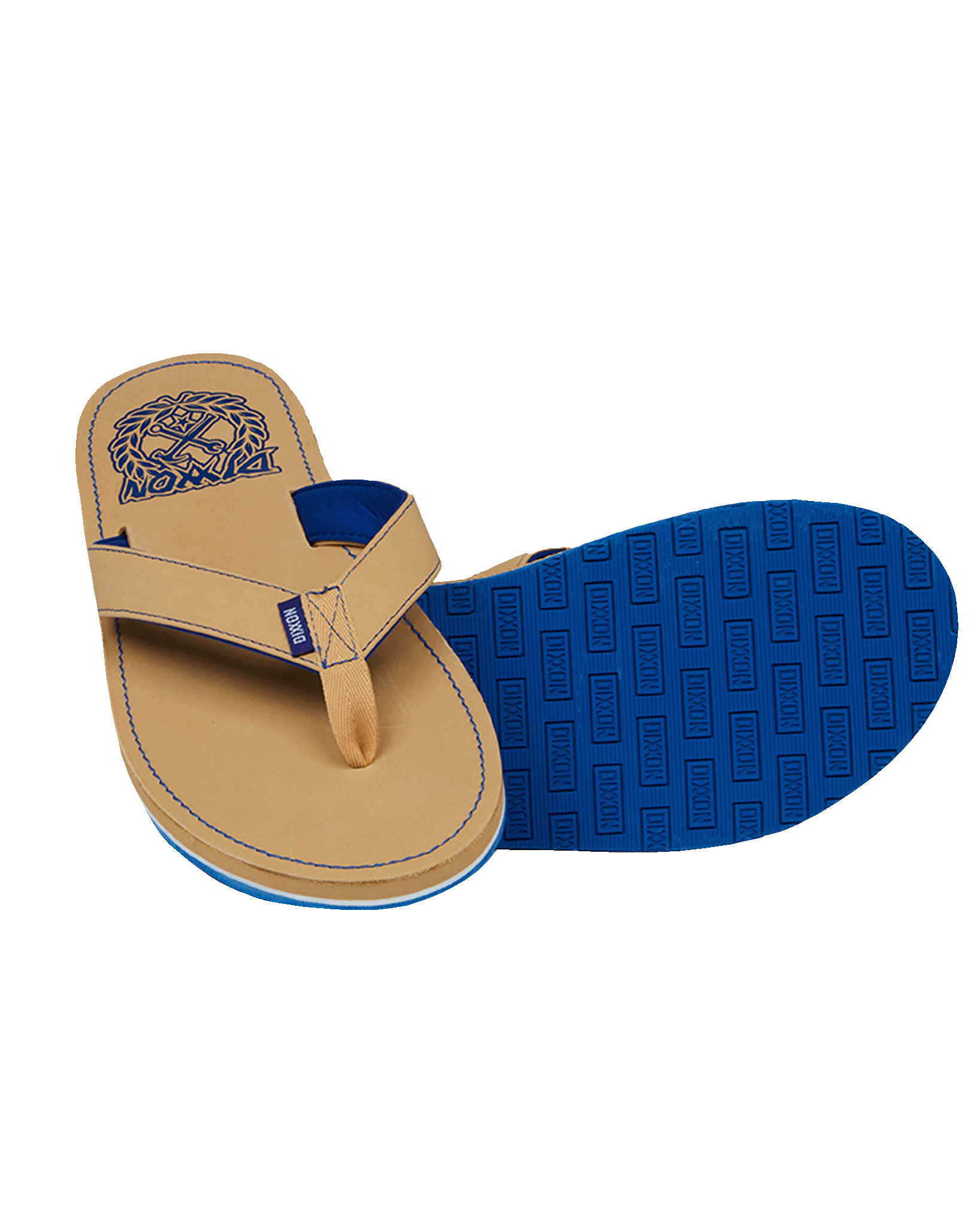 Leather Sandals - Tan & Blue