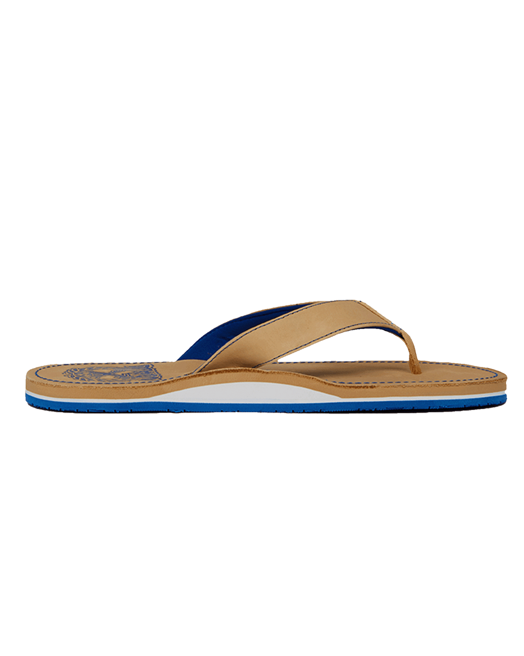 Leather Sandals - Tan & Blue