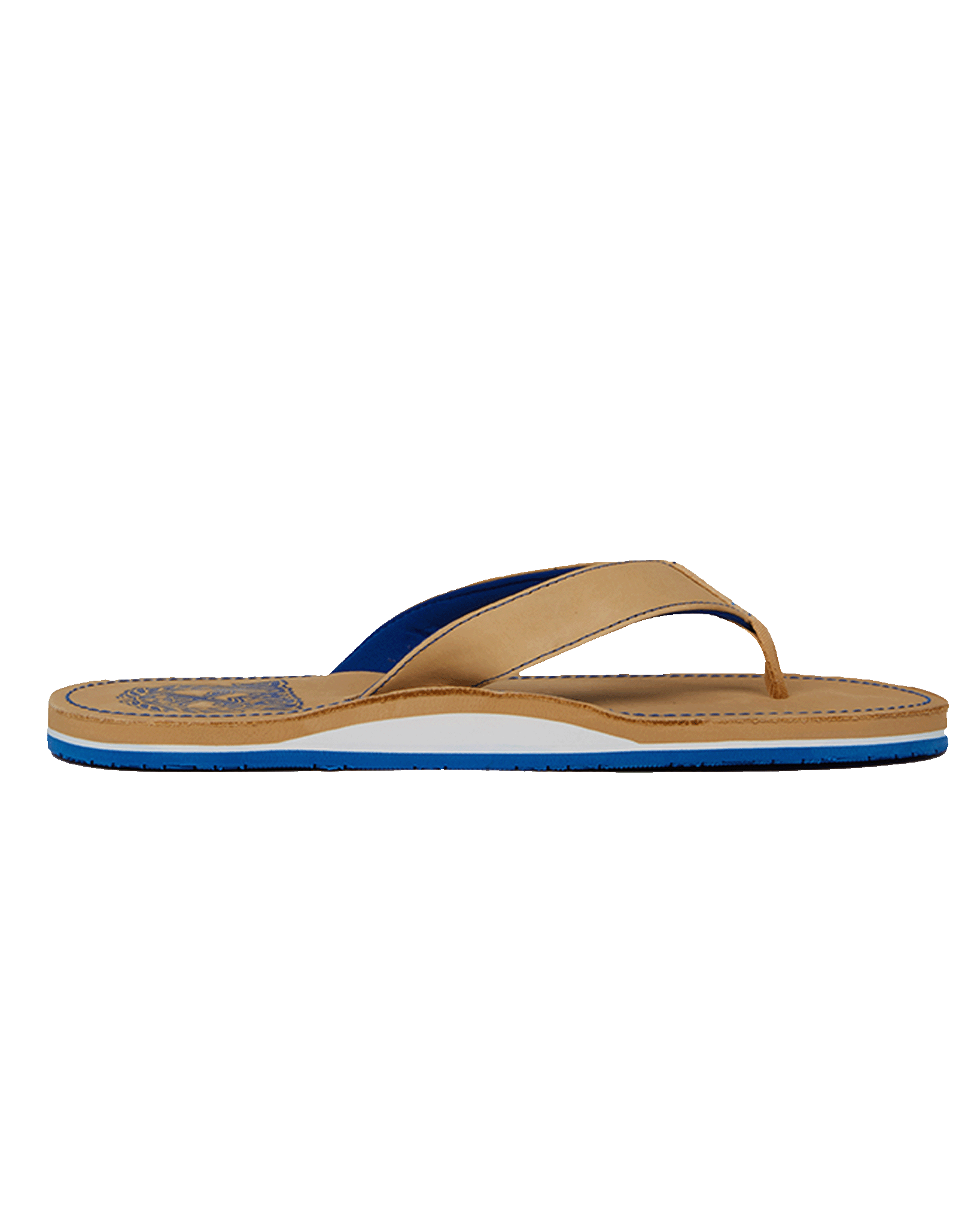 Leather Sandals - Tan & Blue