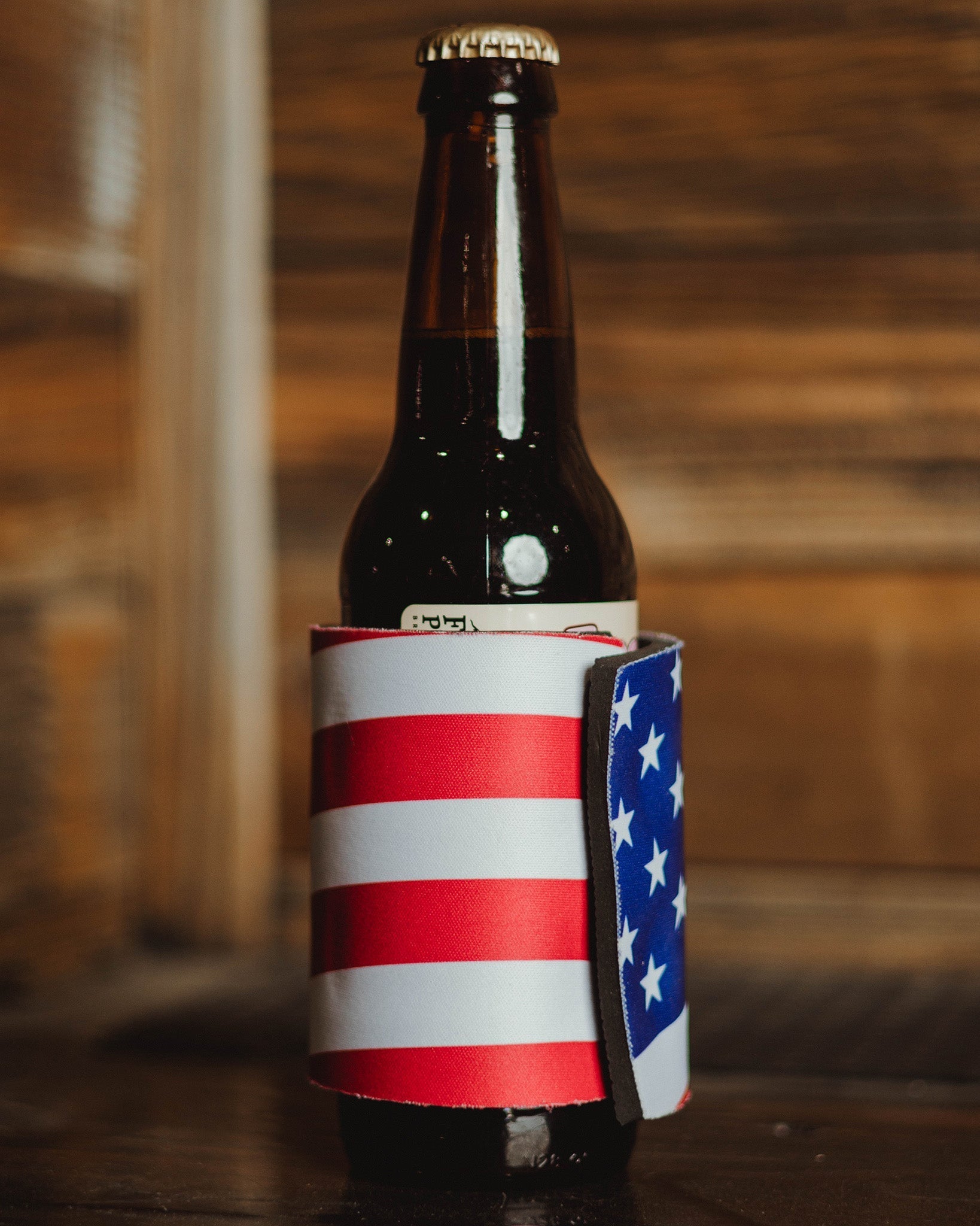 Monogram Snap Koozie Can Cooler - Red, White, & Blue