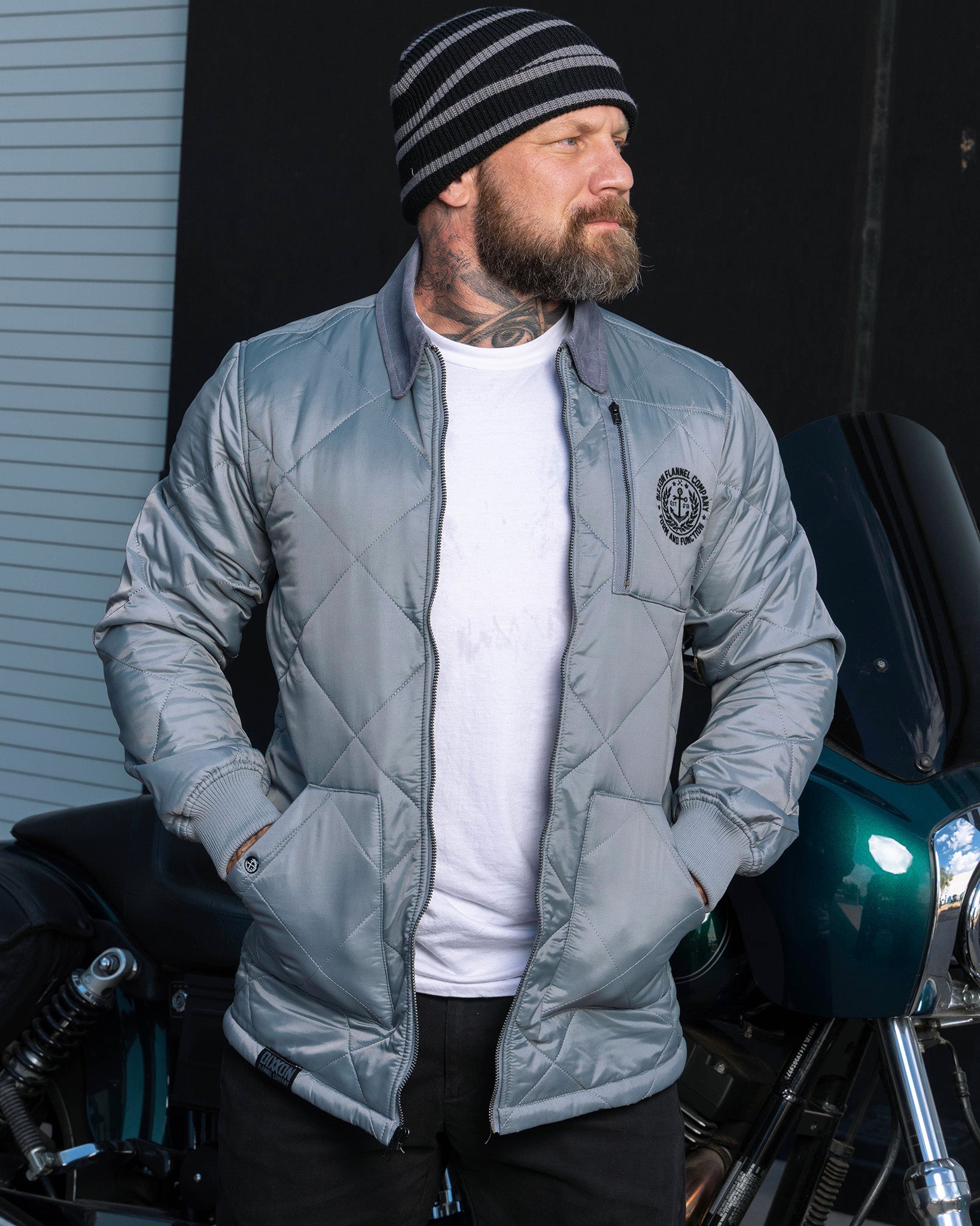 Morning Fog Diamond Stitch Quilted Jacket