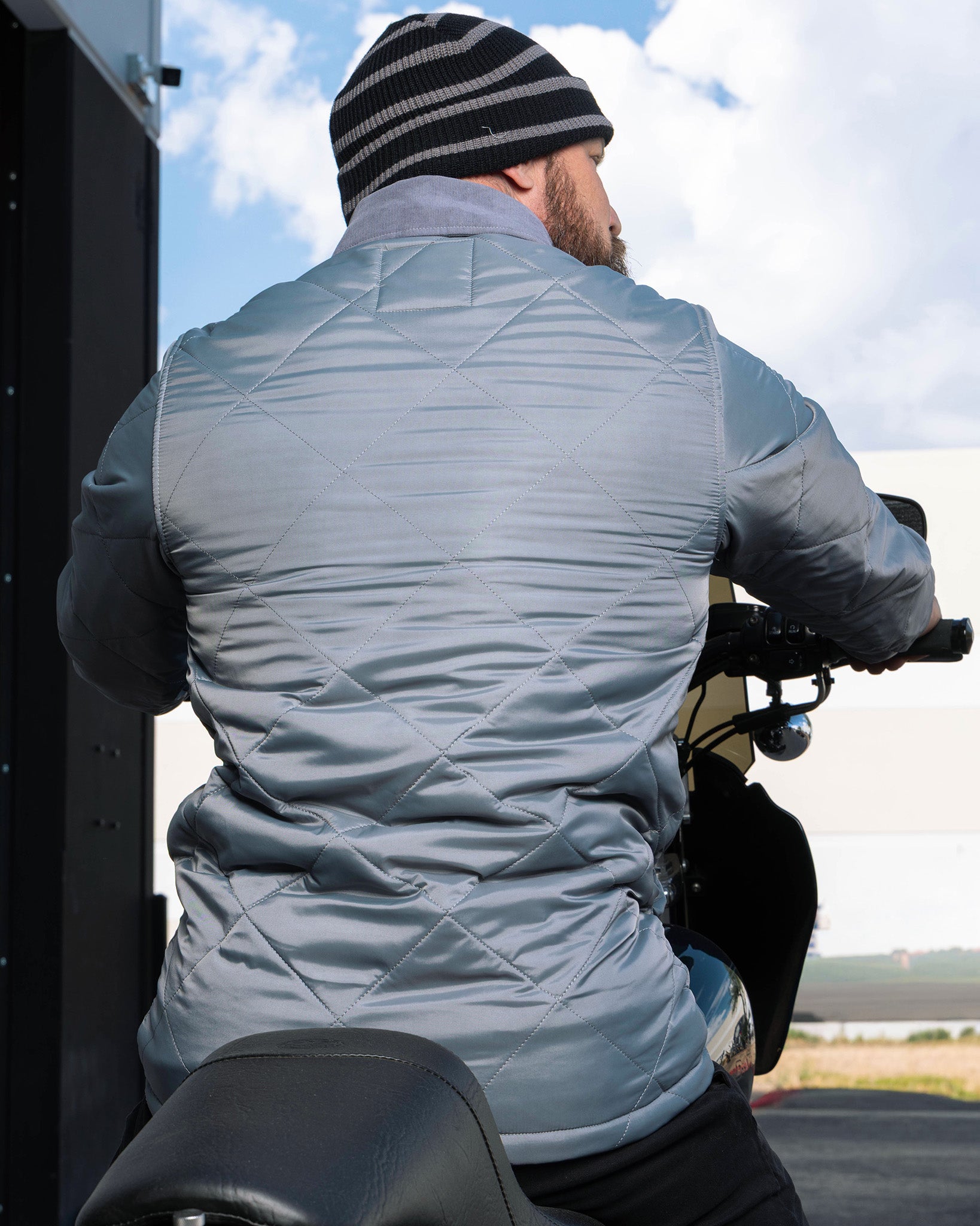 Morning Fog Diamond Stitch Quilted Jacket