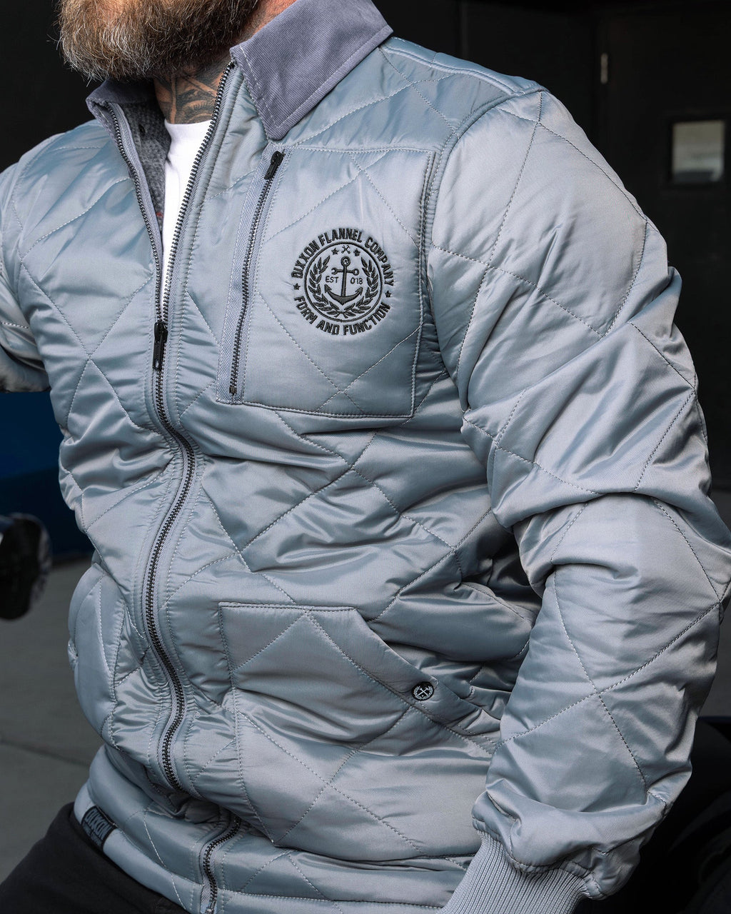 Morning Fog Diamond Stitch Quilted Jacket