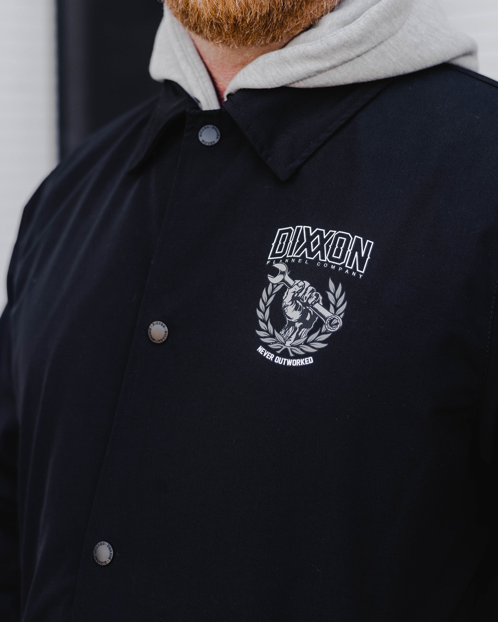 Never Outworked Coaches Jacket - Black