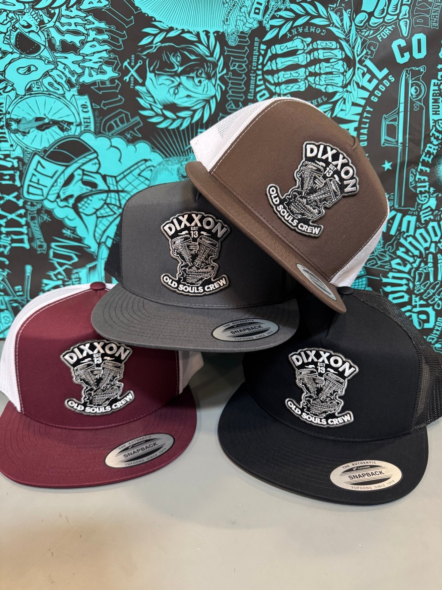 Old Souls Crew Flat Bill Trucker Snapback - Black & White