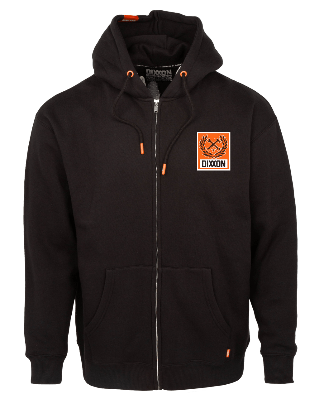Orange Box Crest Zip Up Hoodie - Black