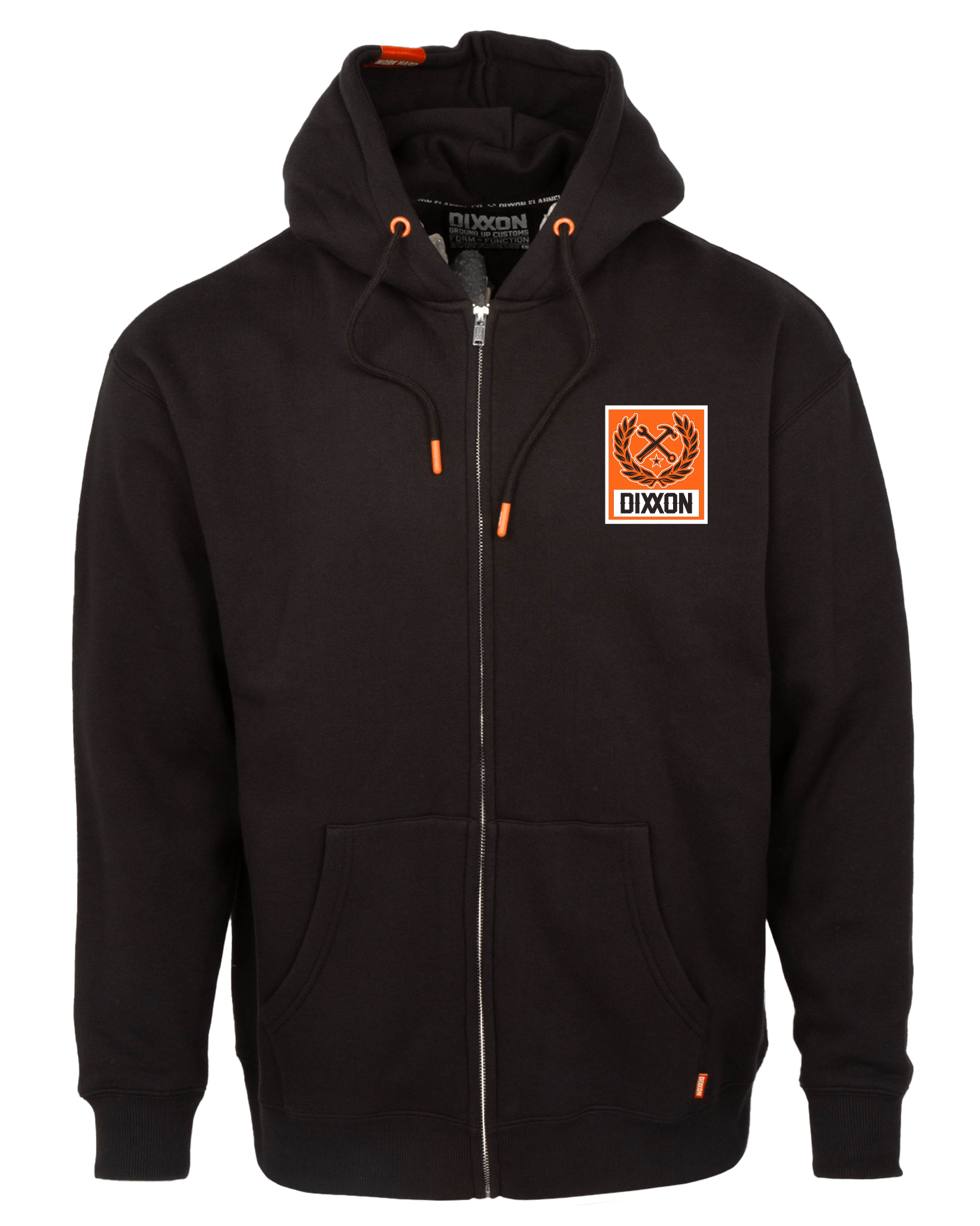 Orange Box Crest Zip Up Hoodie - Black