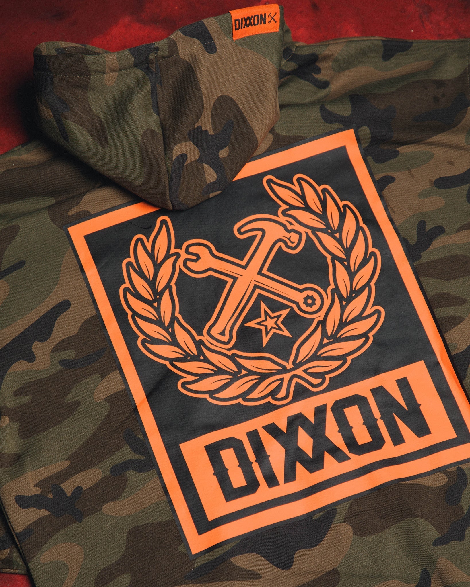 Orange Box Crest Zip Up Hoodie - Camo