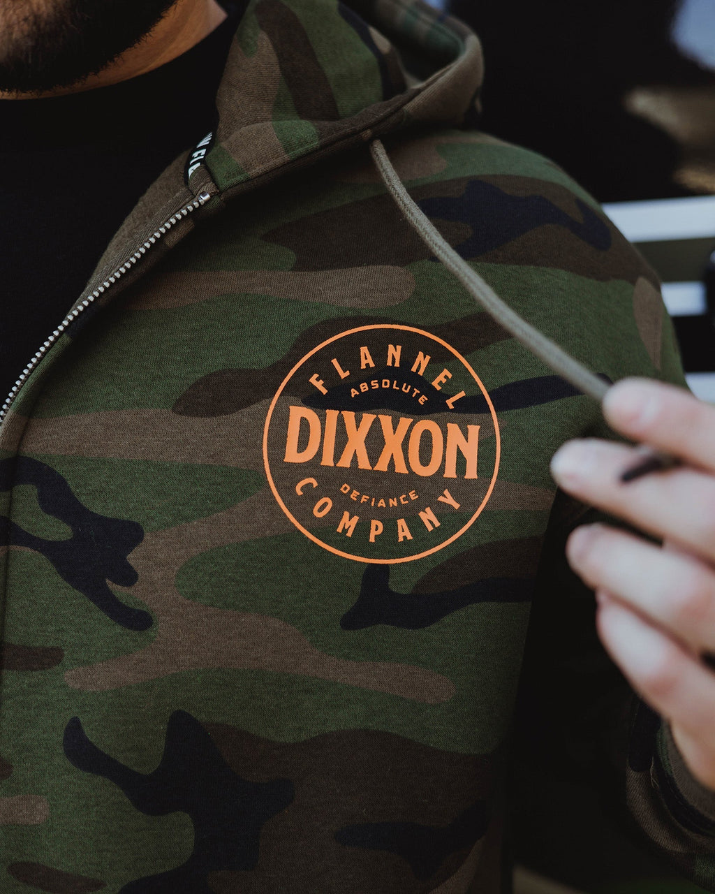 Orange Chain Driven Zip Up Hoodie - Camo