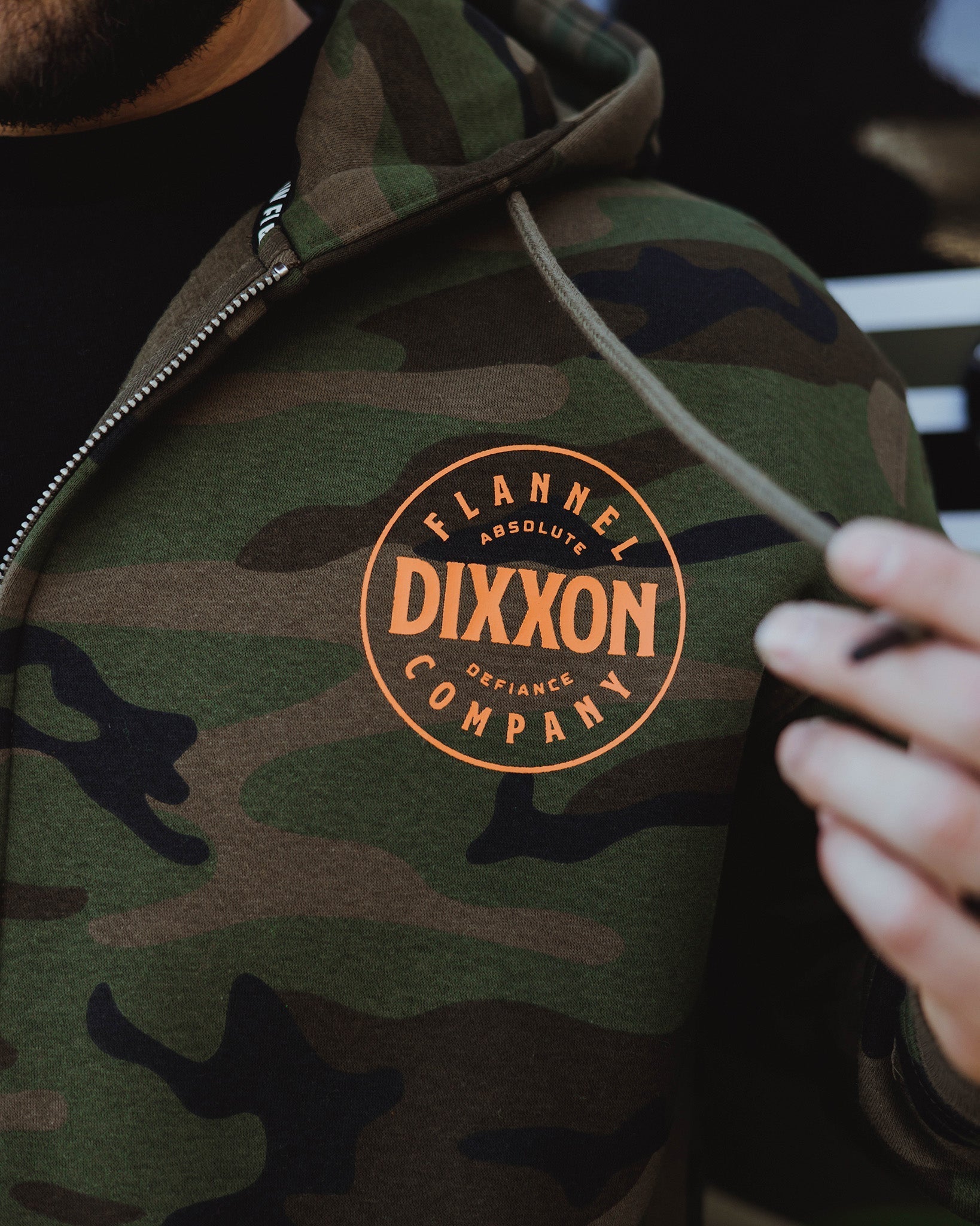 Orange Chain Driven Zip Up Hoodie - Camo