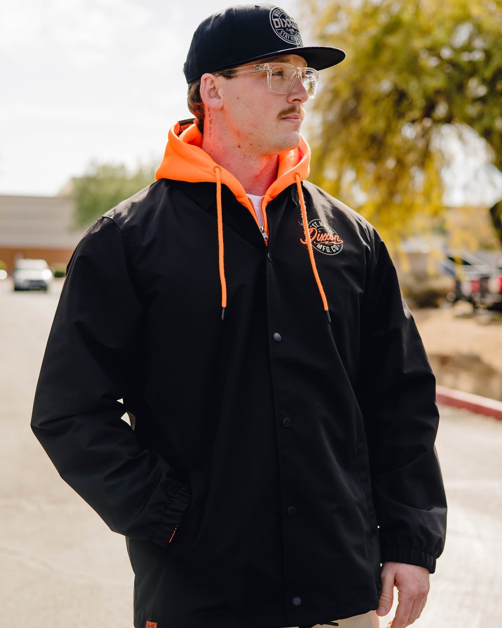 Orange & Gold MFG Badge Coaches Jacket - Black