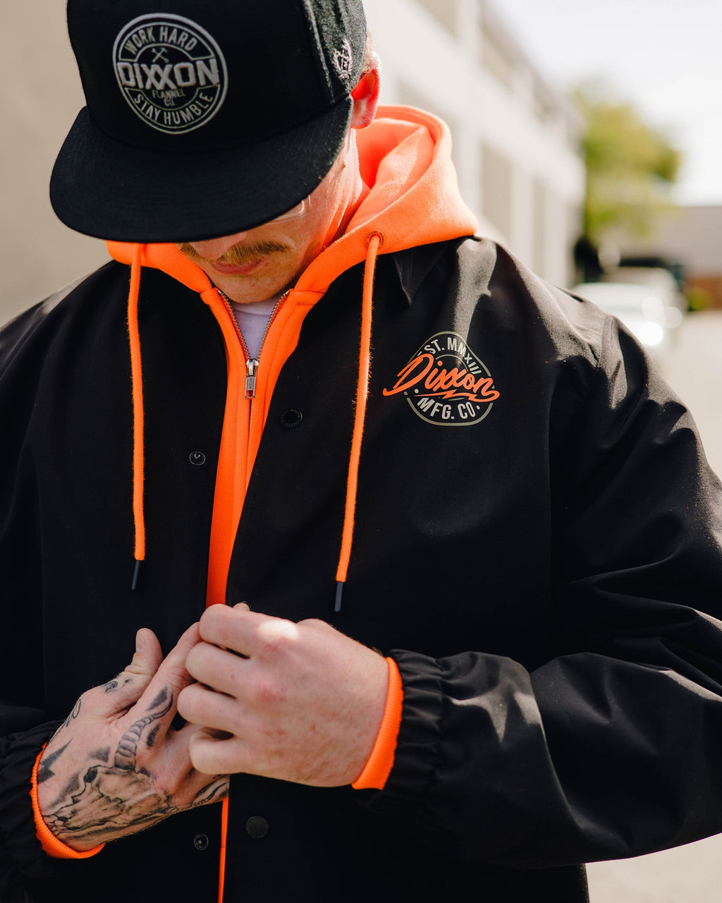 Orange & Gold MFG Badge Coaches Jacket - Black