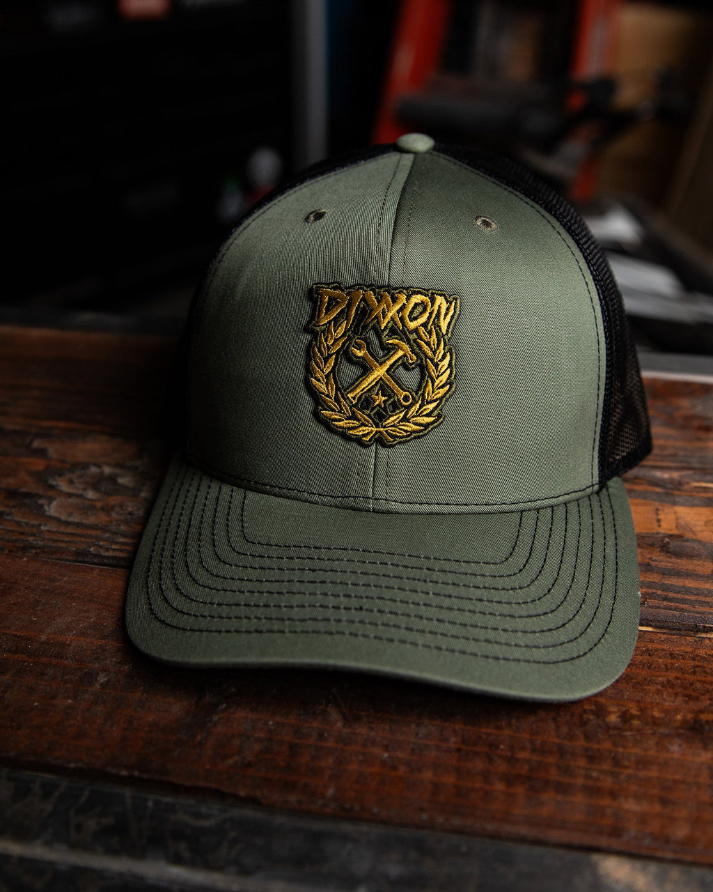 Party Crest Curved Bill Trucker Snapback - O.D. Green