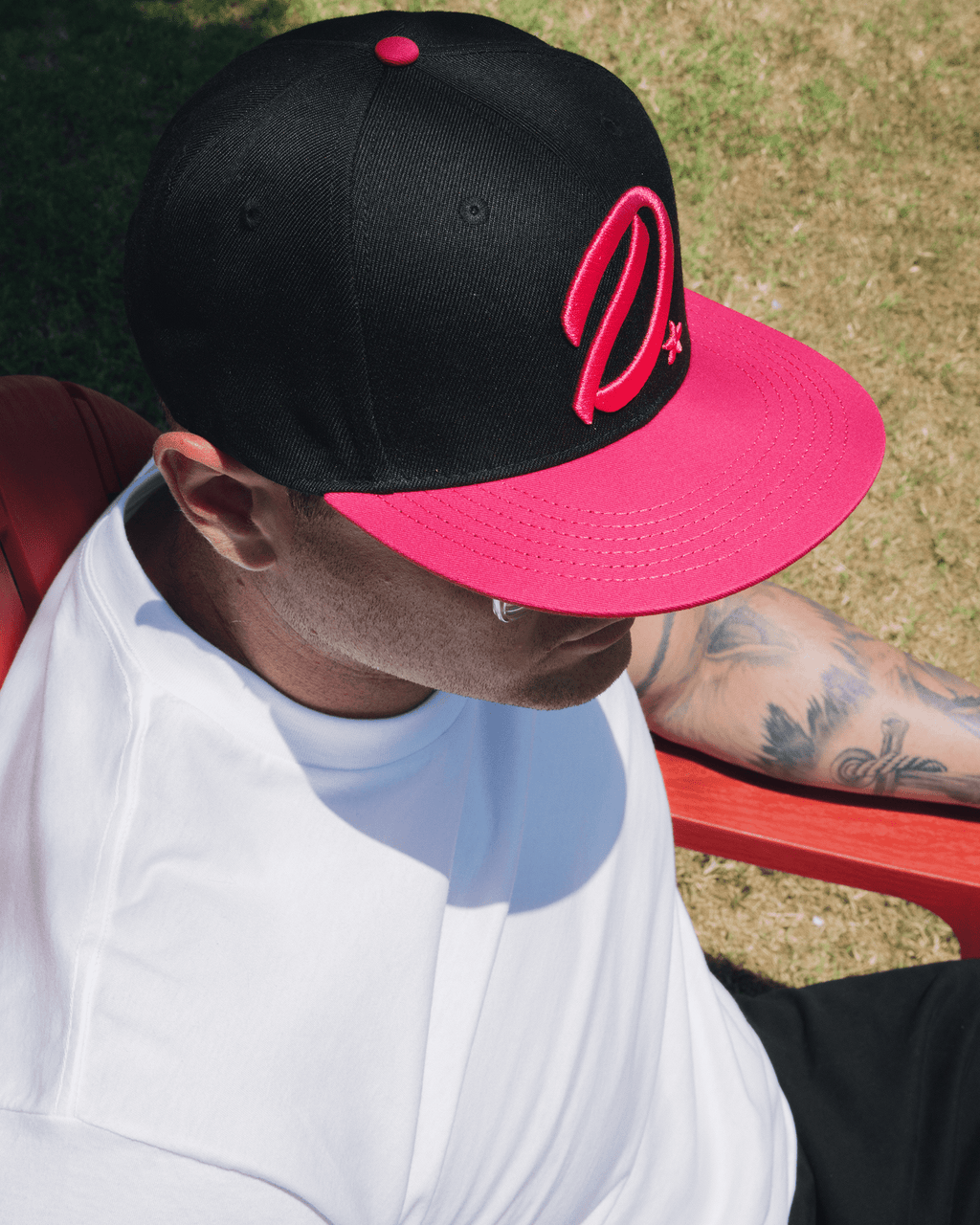 Pink D-Star Flat Bill Snapback - Black