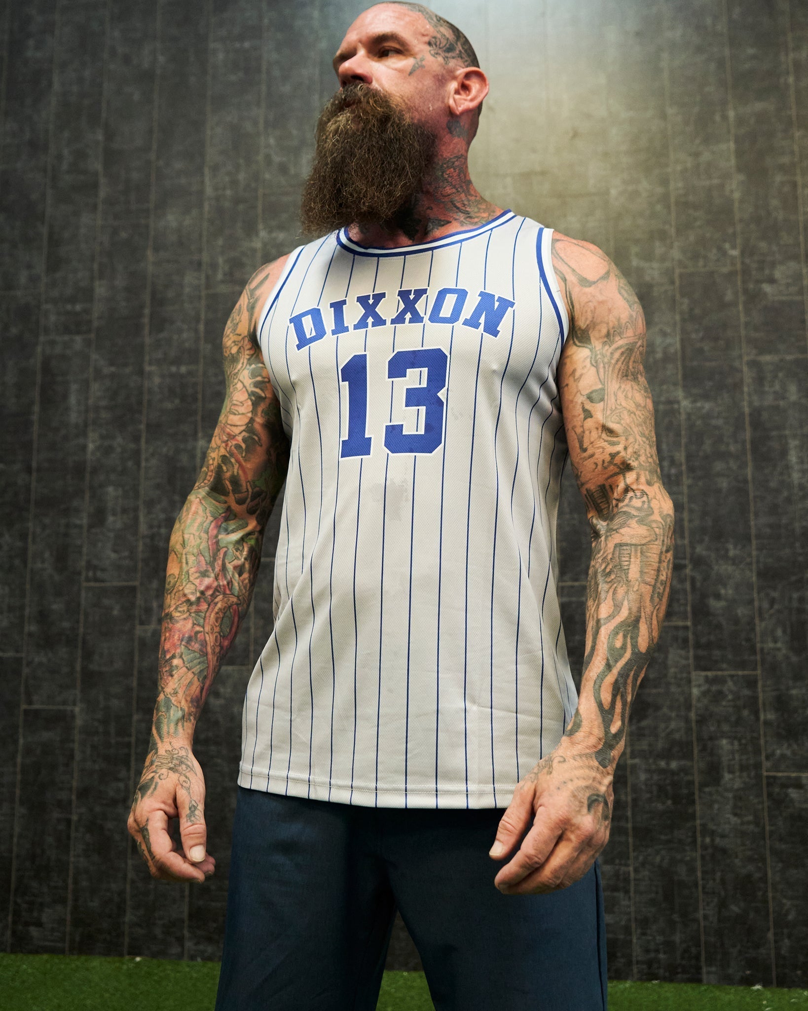 Pinstripe Jersey - Gray, Blue, & White