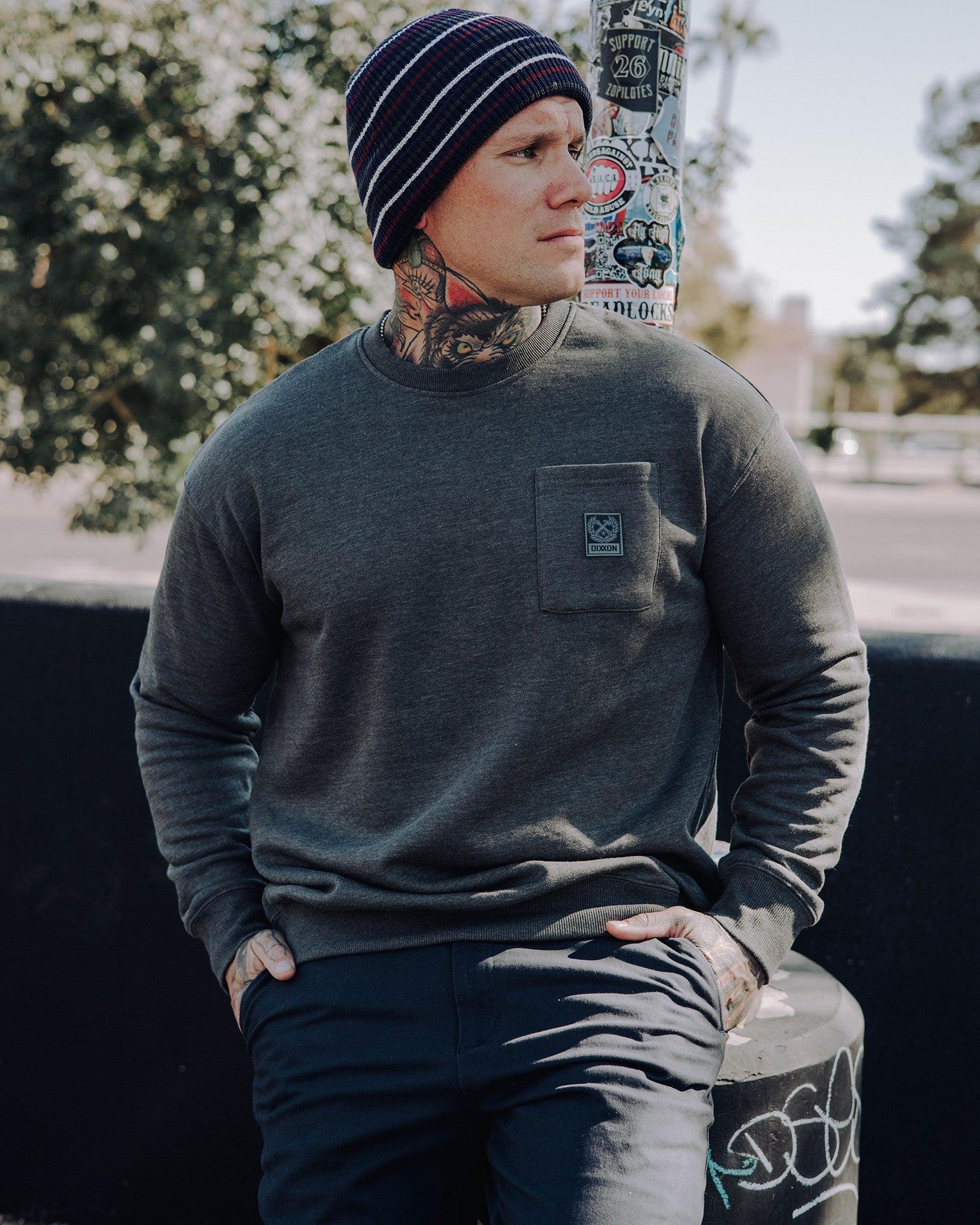 Pocket Crewneck - Heathered Charcoal