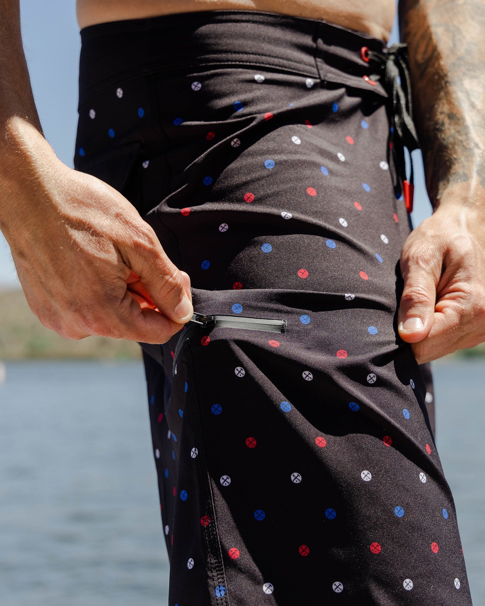 Polkacide Boardshorts - Red, White, & Blue