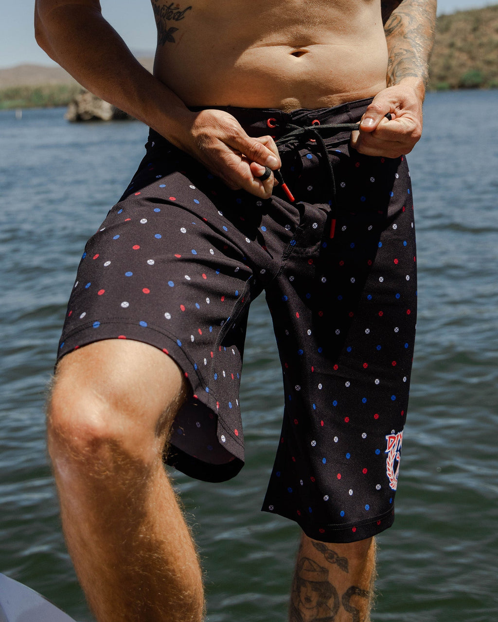 Polkacide Boardshorts - Red, White, & Blue