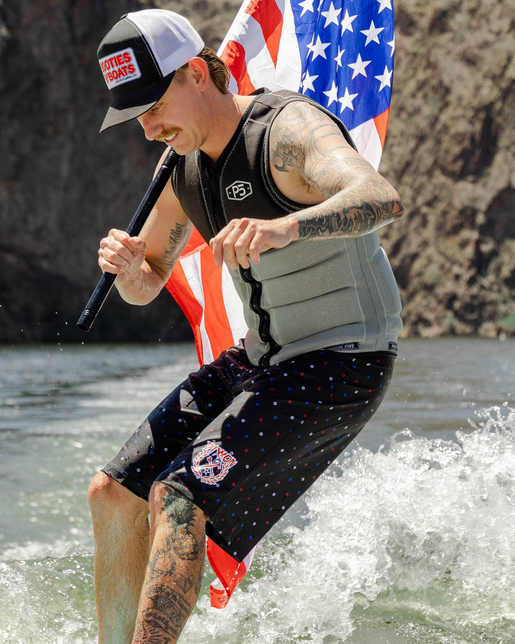 Polkacide Boardshorts - Red, White, & Blue