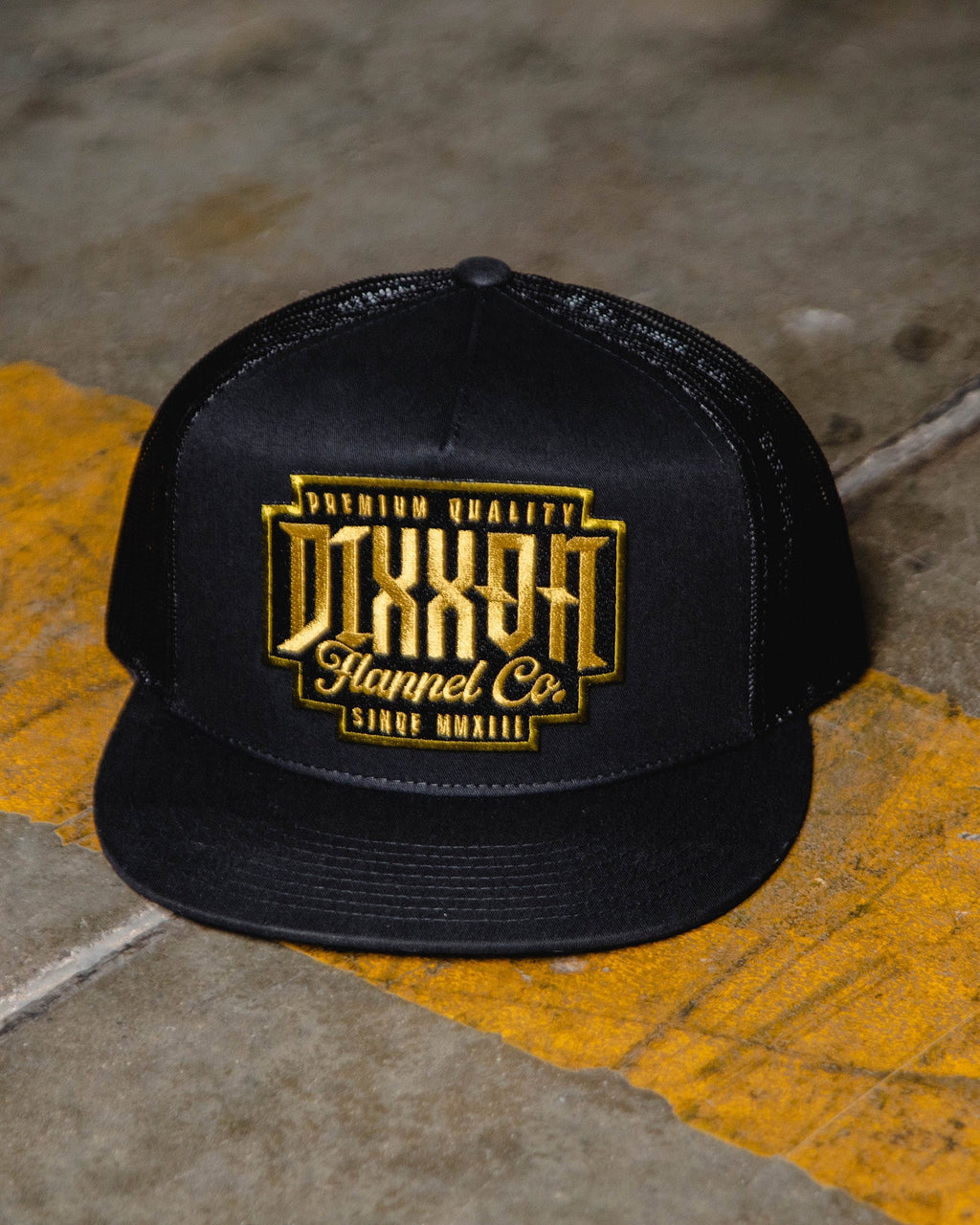 Premo Flat Bill Trucker Snapback - Black & Gold