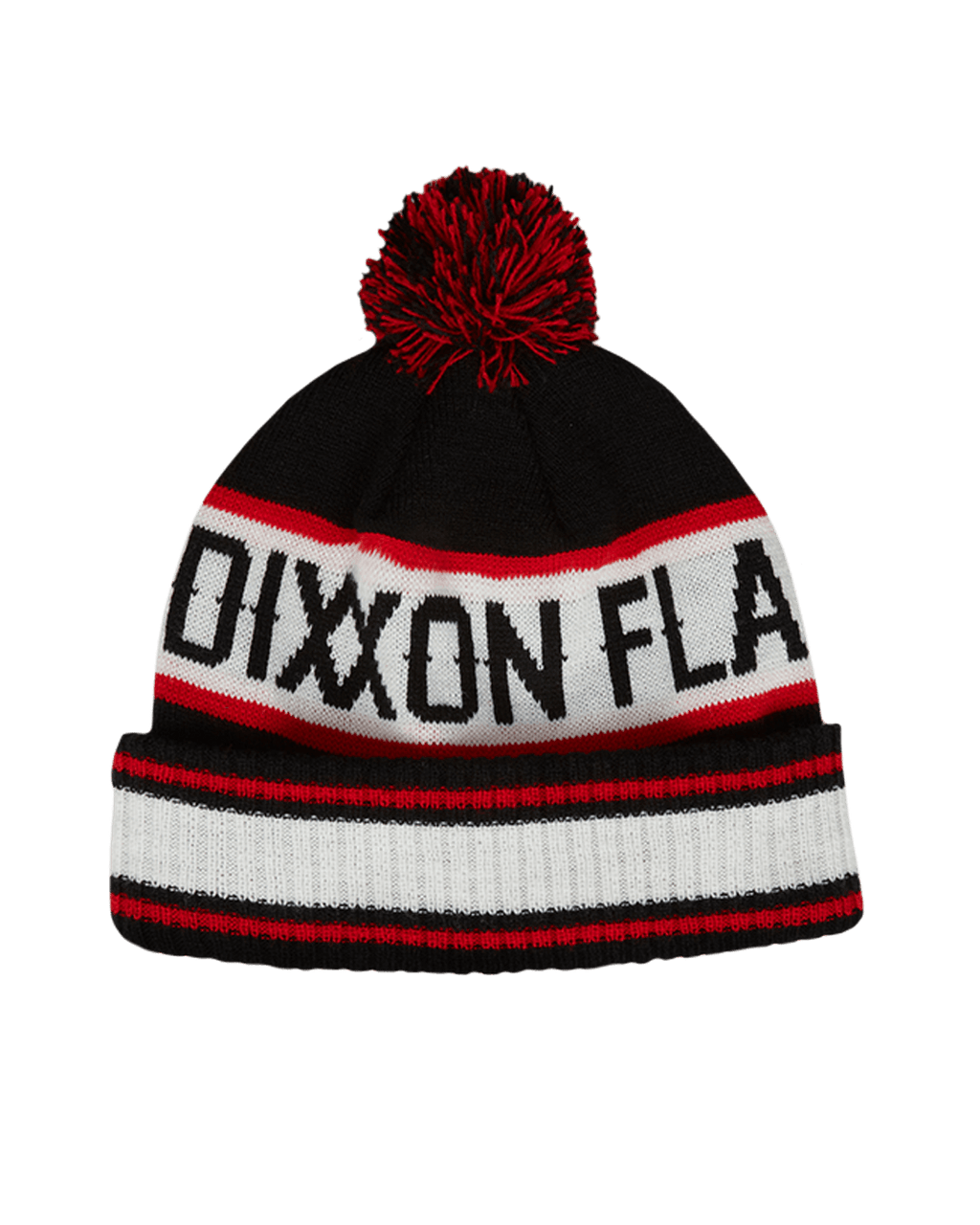 Puff Ball Beanie - Black, Red, & White