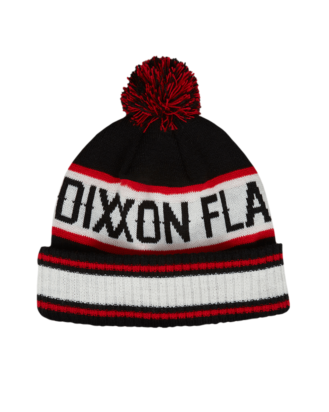 Puff Ball Beanie - Black, Red, & White
