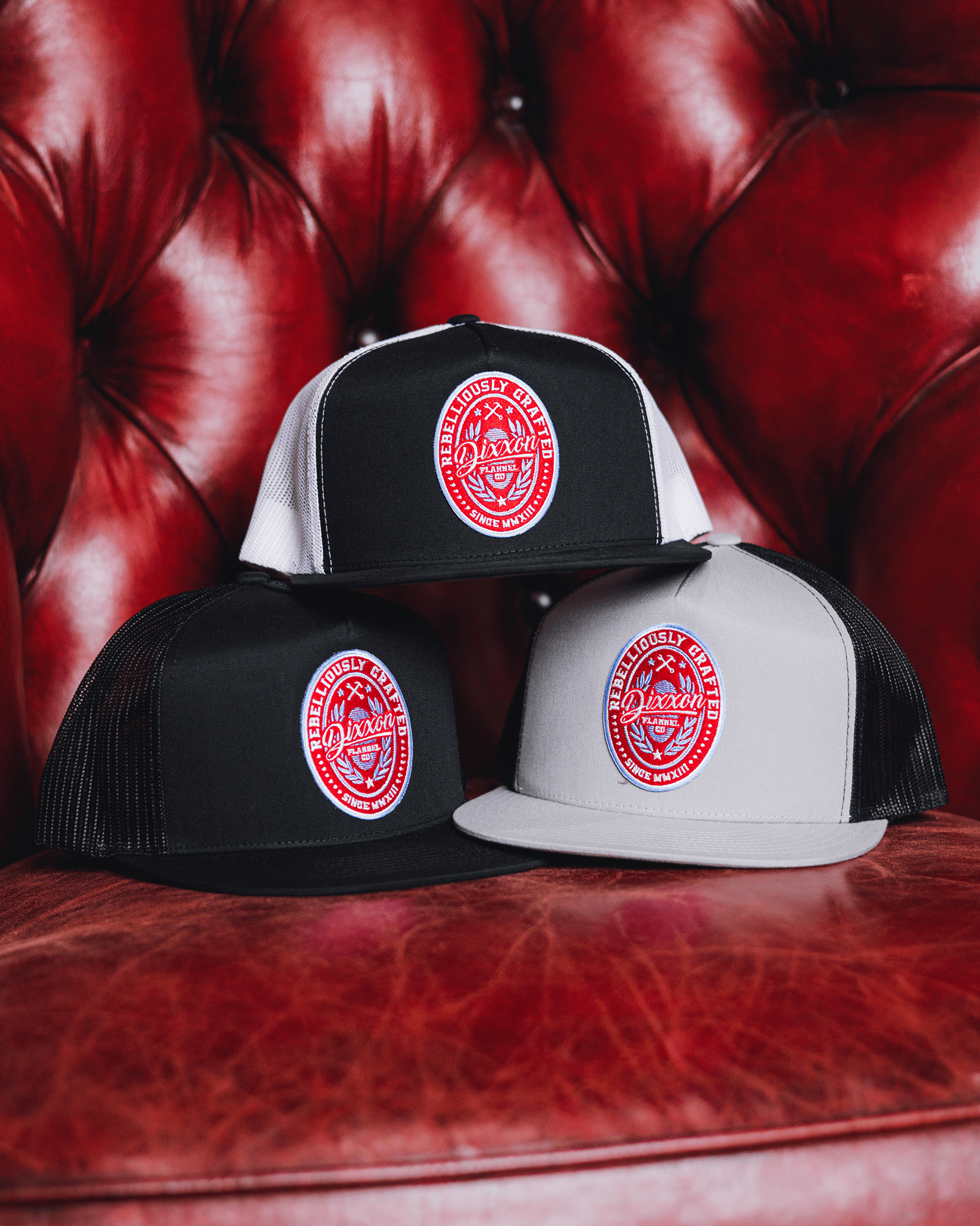 Rebelliously Crafted Flat Bill Trucker Snapback - Red