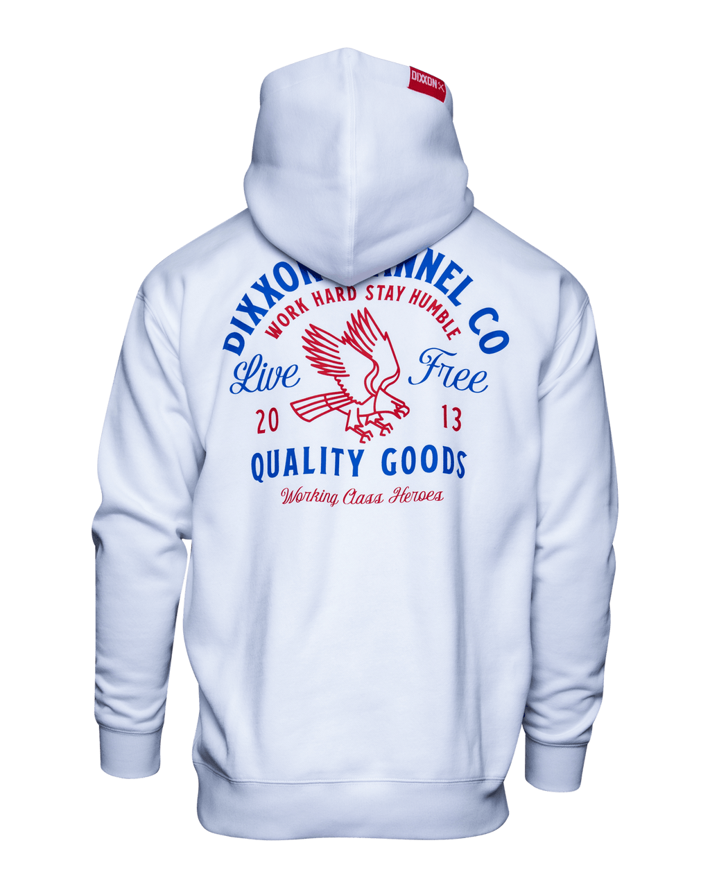 Red & Blue Quality Goods Pullover Hoodie - White