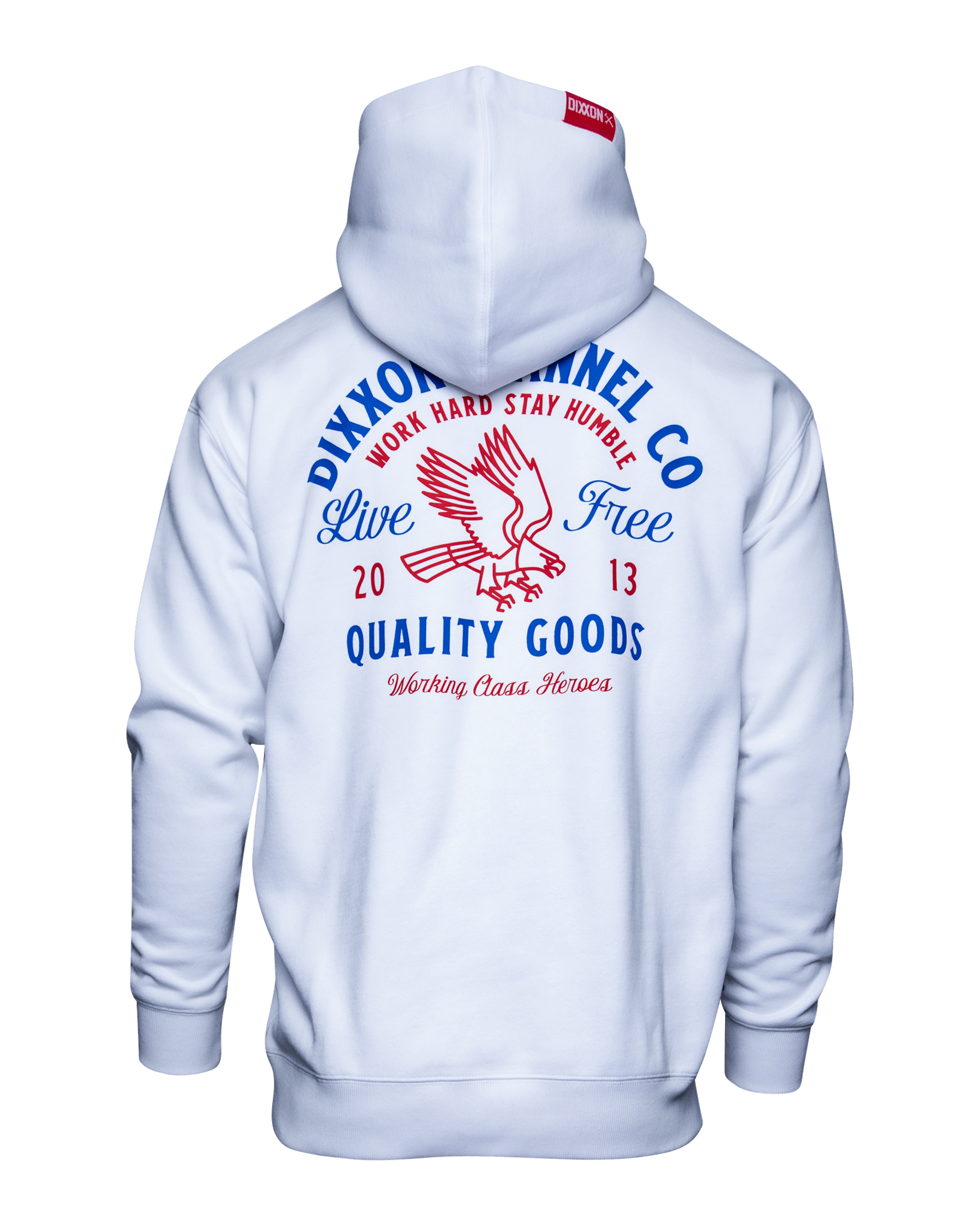 Red & Blue Quality Goods Pullover Hoodie - White