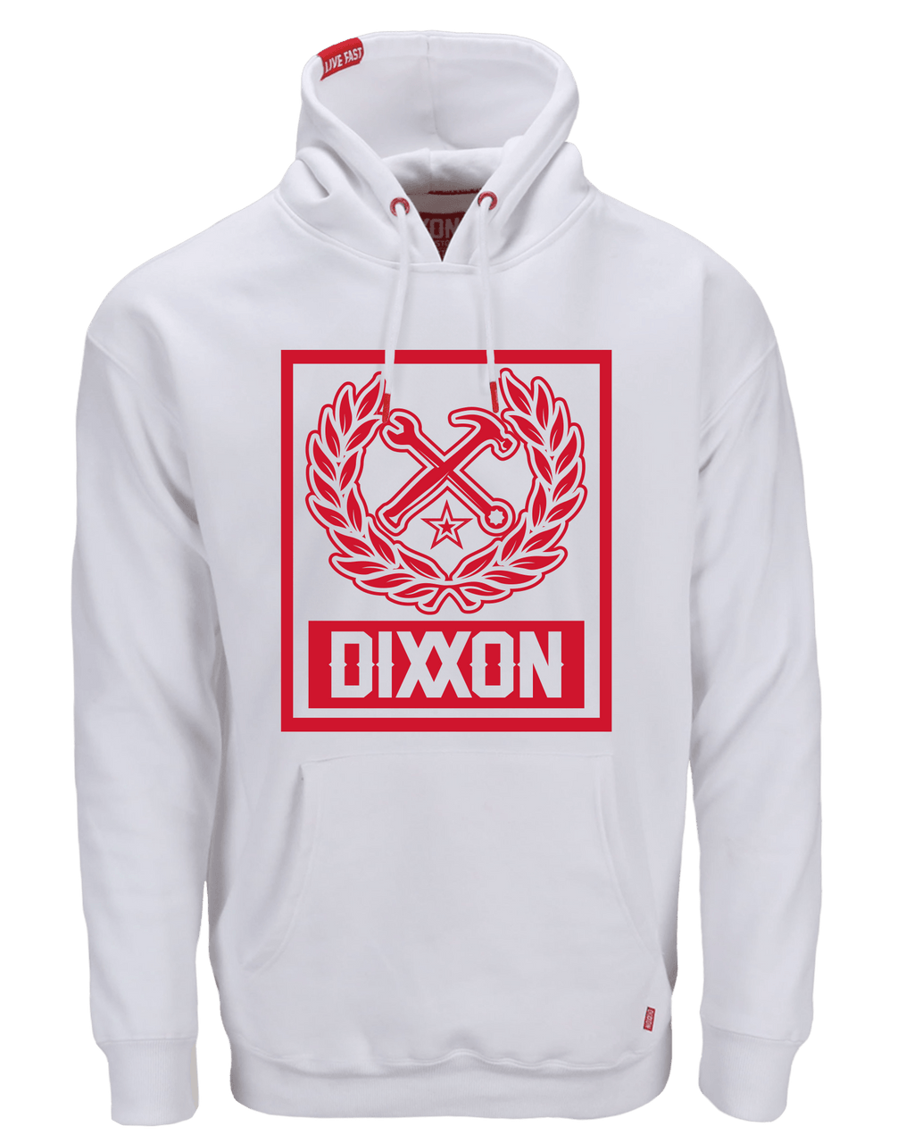 Red Box Crest Pullover Hoodie - White
